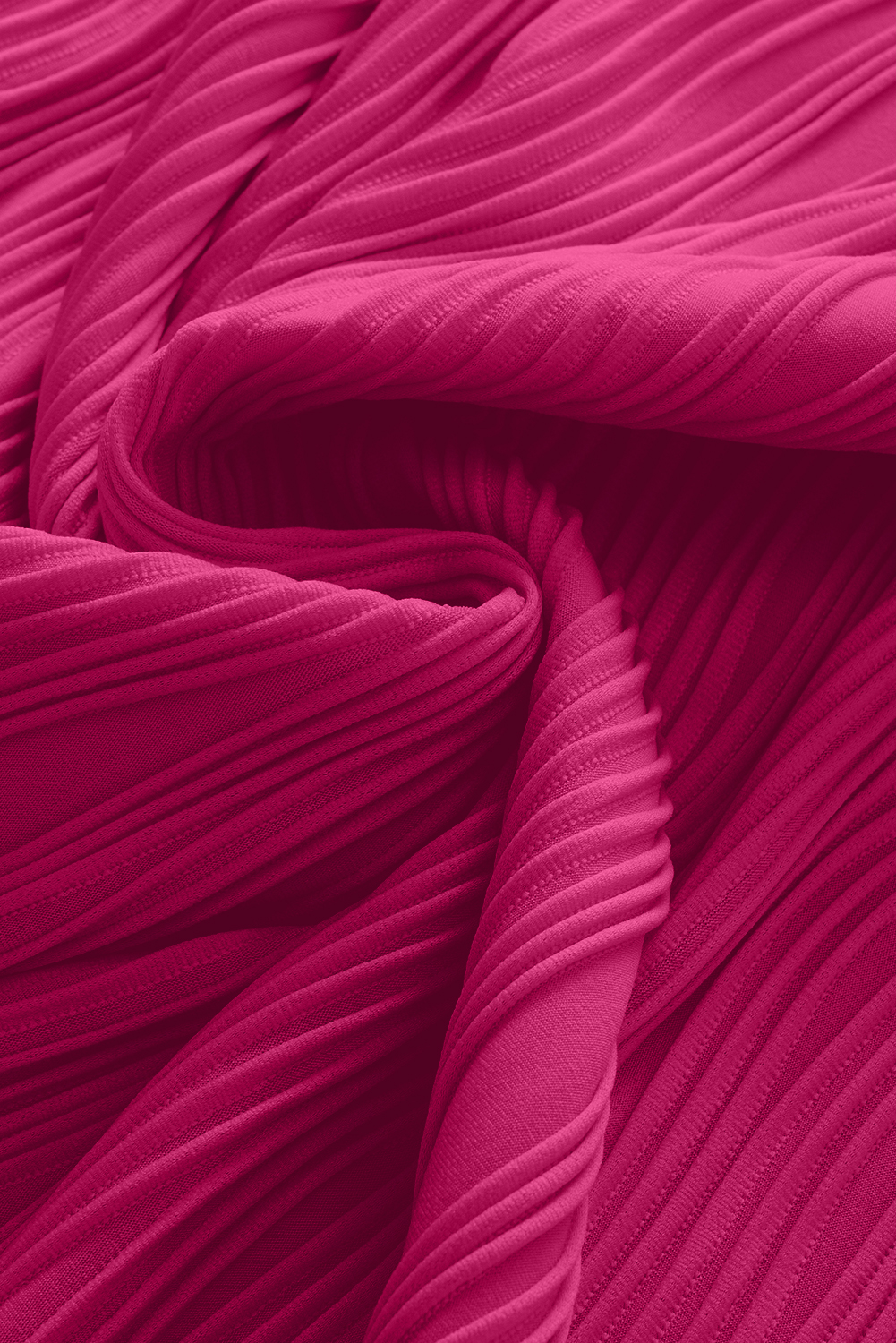 Plus Size Rose Red Solid Color Wavy Textured  Tee