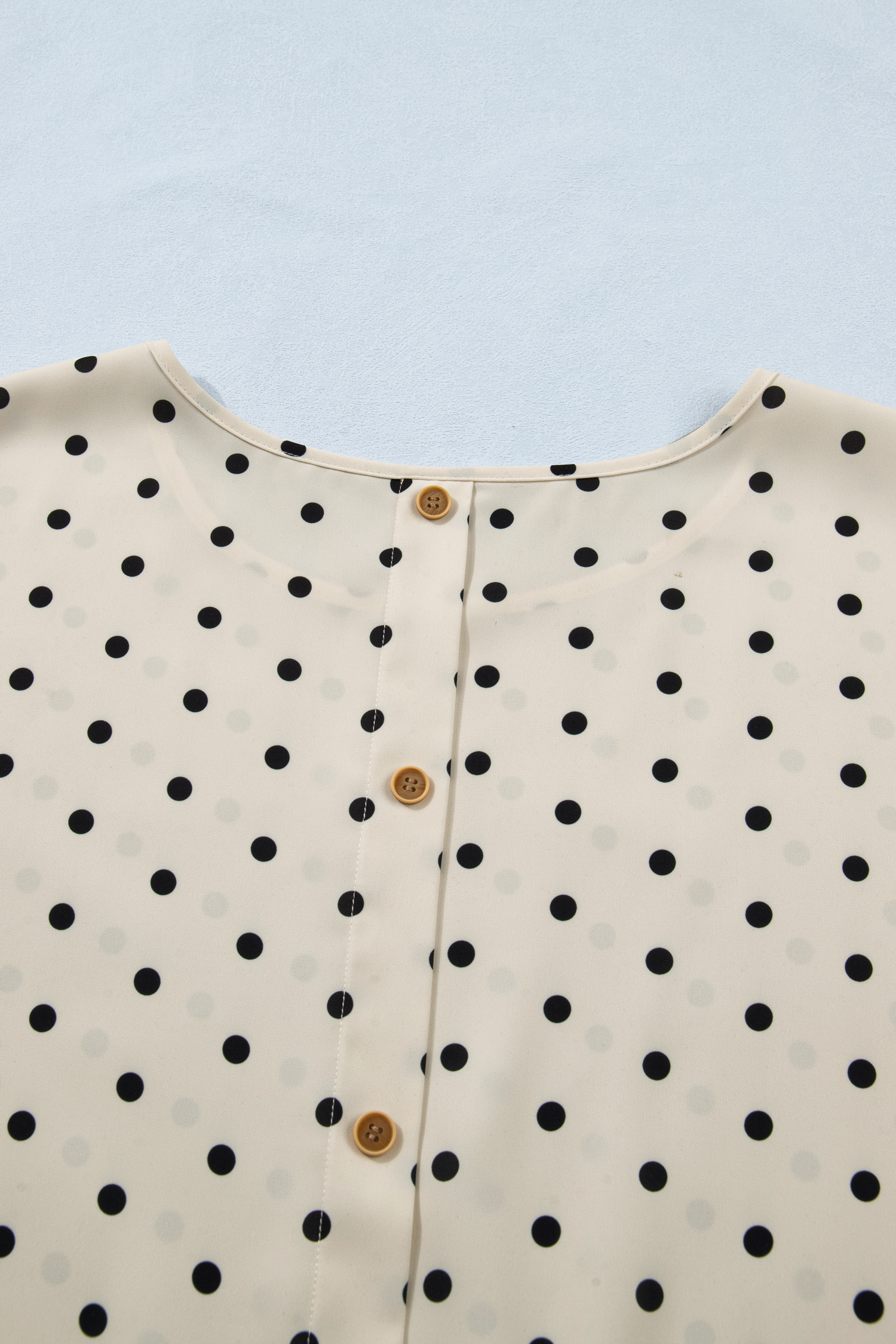 Plus Size Apricot  Polka Dot Print Button Detail Short Sleeve Babydoll Blouse