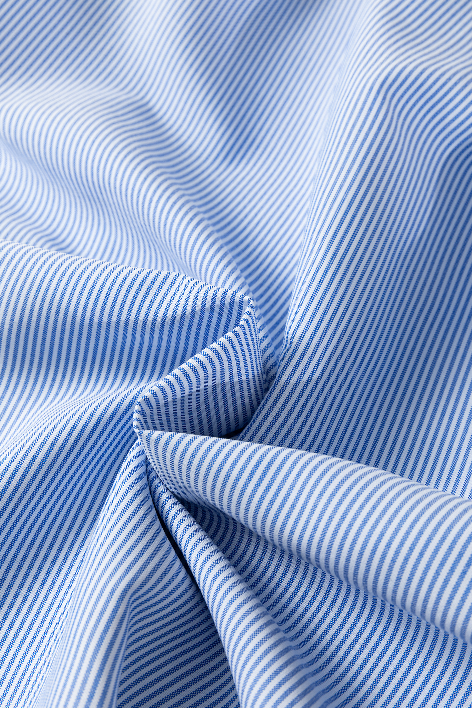 Plus Size Sky Blue Stripe Shirred Detail Collar V Neck  Midi Dress