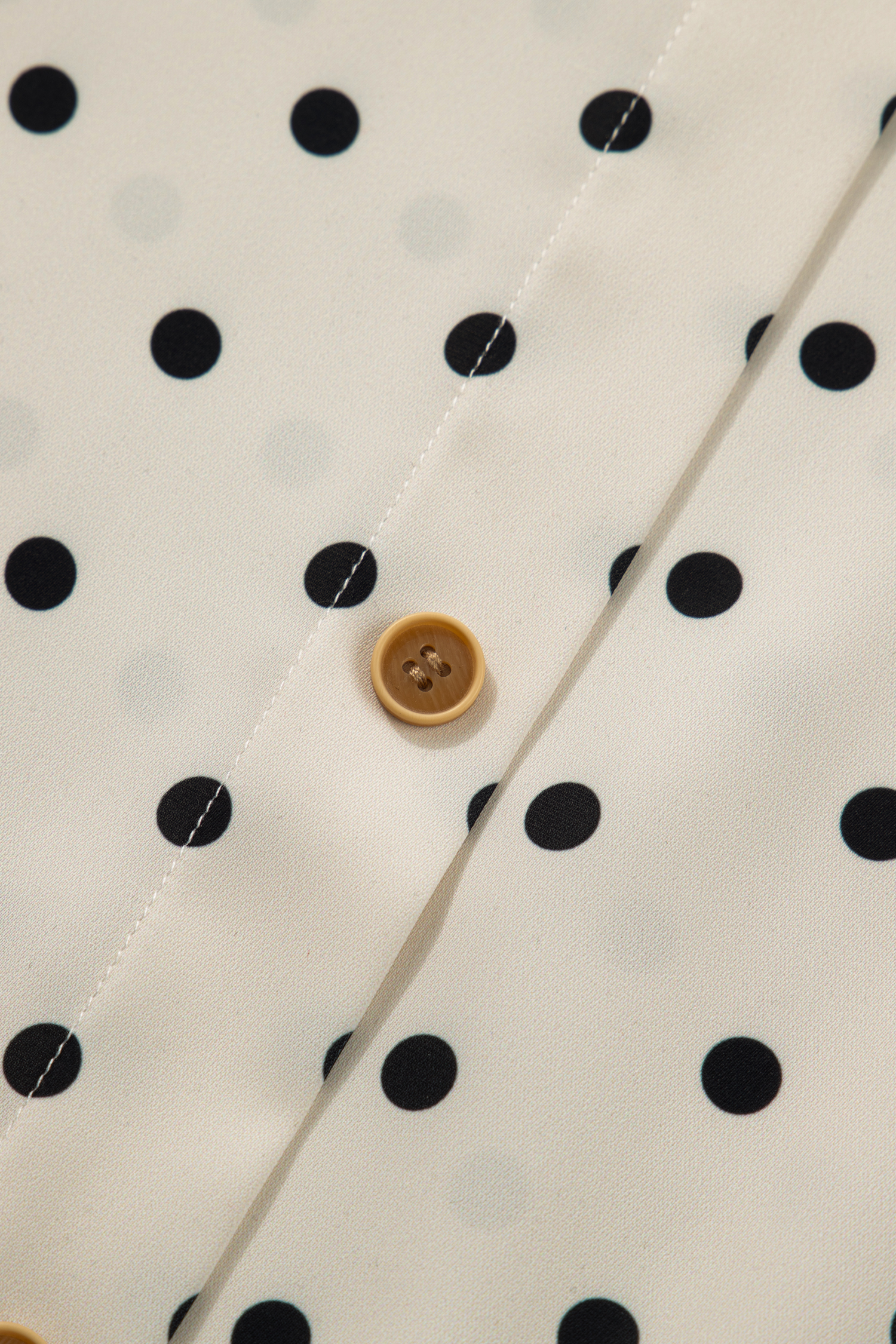 Plus Size Apricot  Polka Dot Print Button Detail Short Sleeve Babydoll Blouse