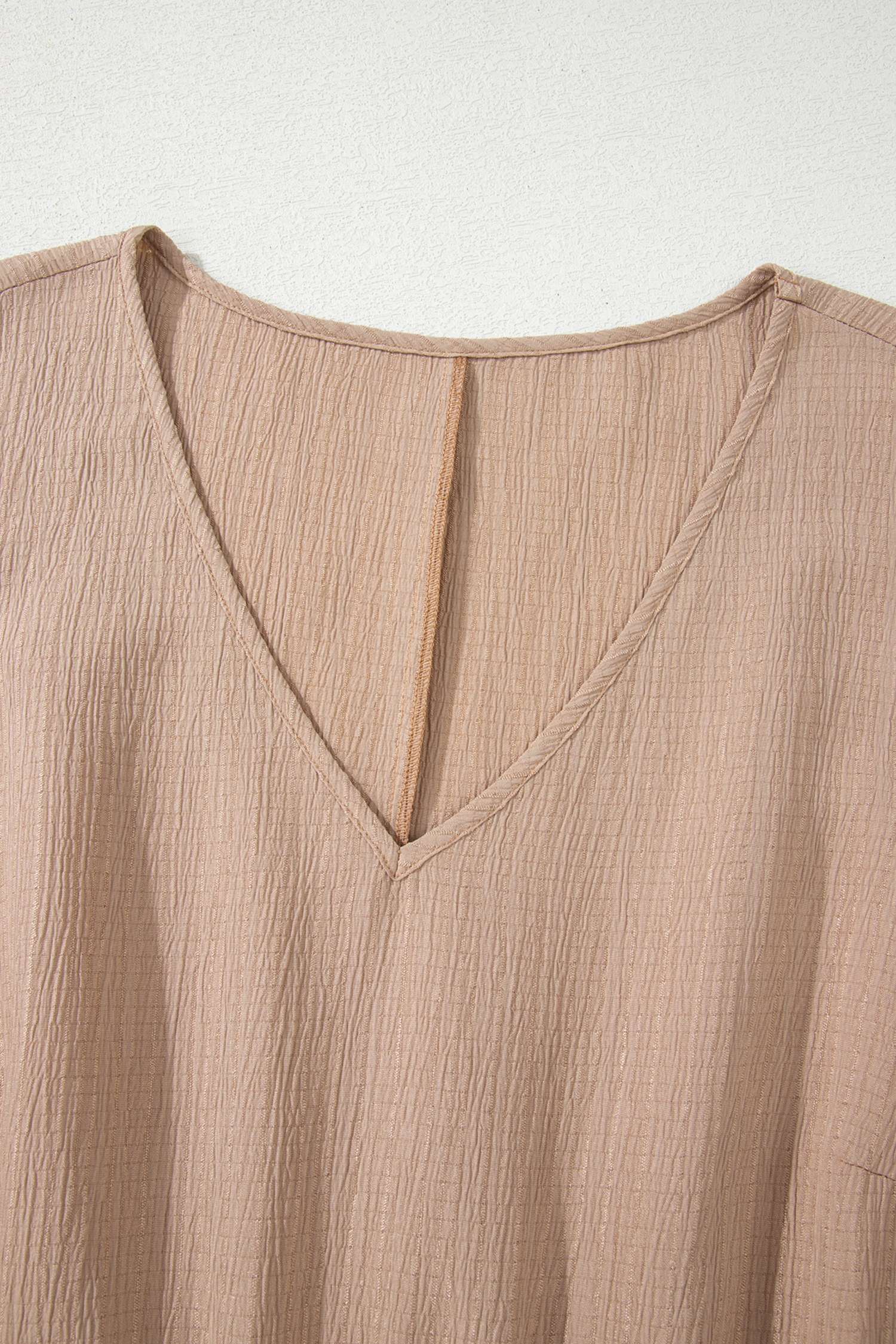 Plus Size Dark Khaki  Textured Ruffled Short Sleeve Dress