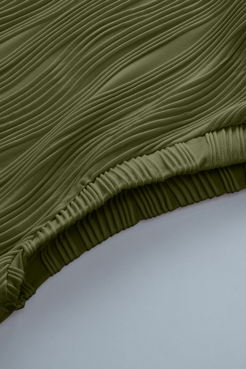 Plus Size Jungle Green Solid Color Wavy Textured  Tee