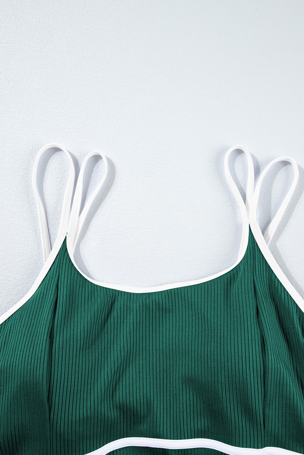 Plus Size Skobeloff  Ribbed Contrast Trim Adjustable Straps 2pcs Swimsuit