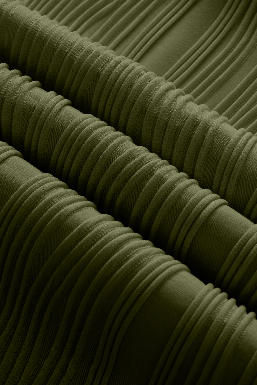 Plus Size Jungle Green Solid Color Wavy Textured  Tee