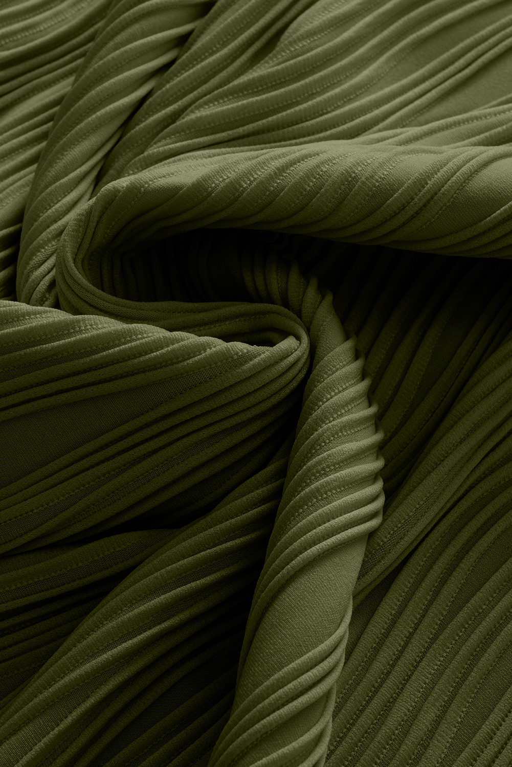 Plus Size Jungle Green Solid Color Wavy Textured  Tee