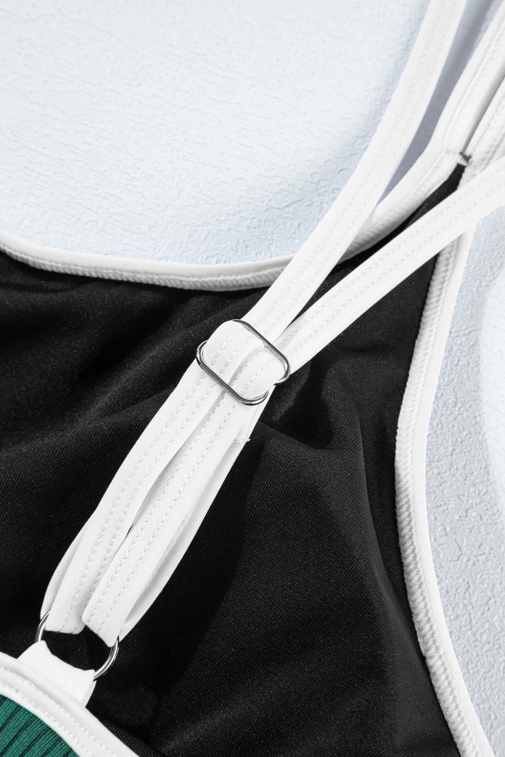 Plus Size Skobeloff  Ribbed Contrast Trim Adjustable Straps 2pcs Swimsuit