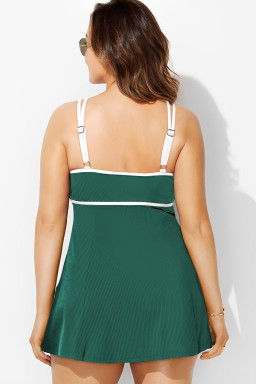 Plus Size Skobeloff  Ribbed Contrast Trim Adjustable Straps 2pcs Swimsuit