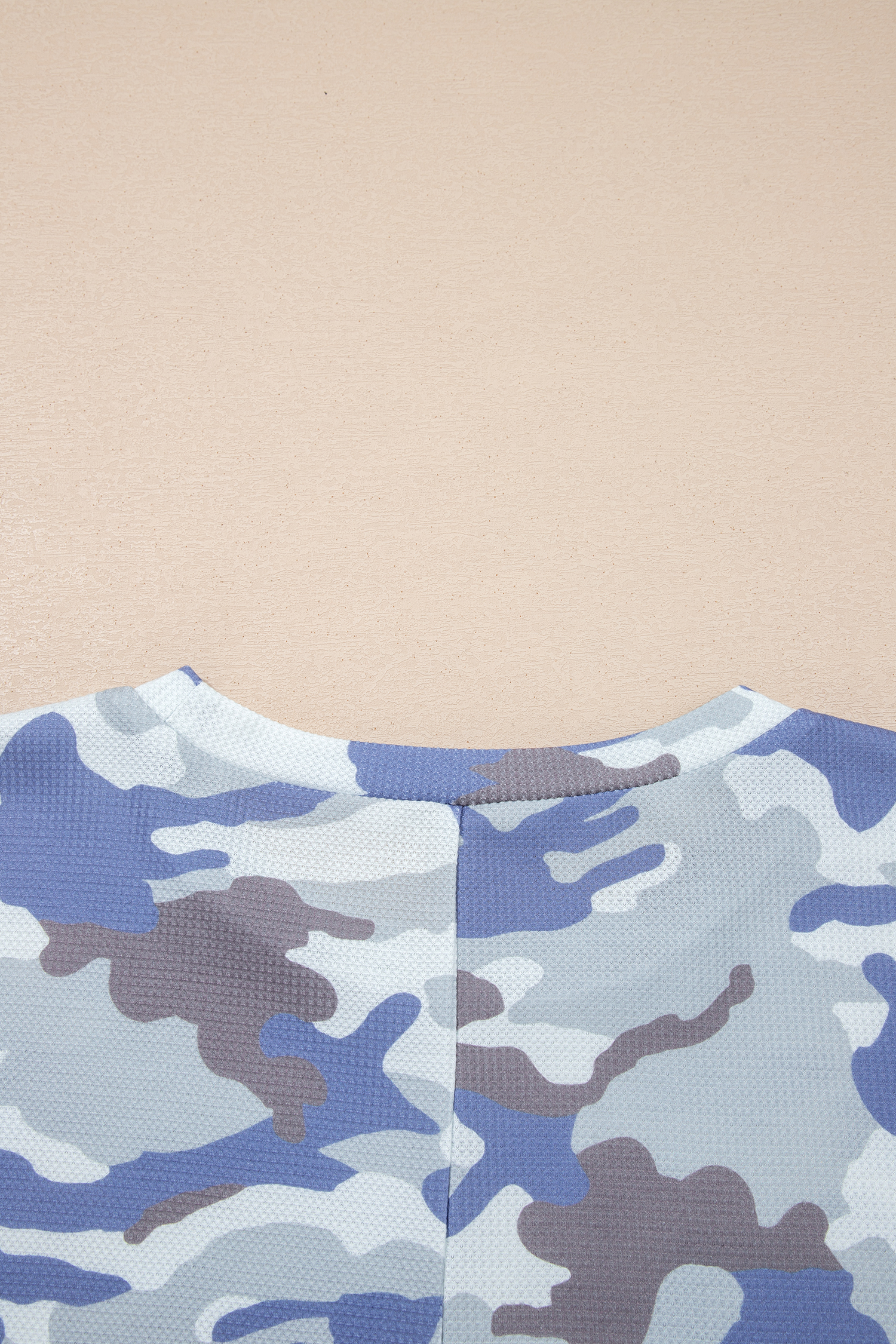 Plus Size Gray  Camouflage Print Textured Casual Tee