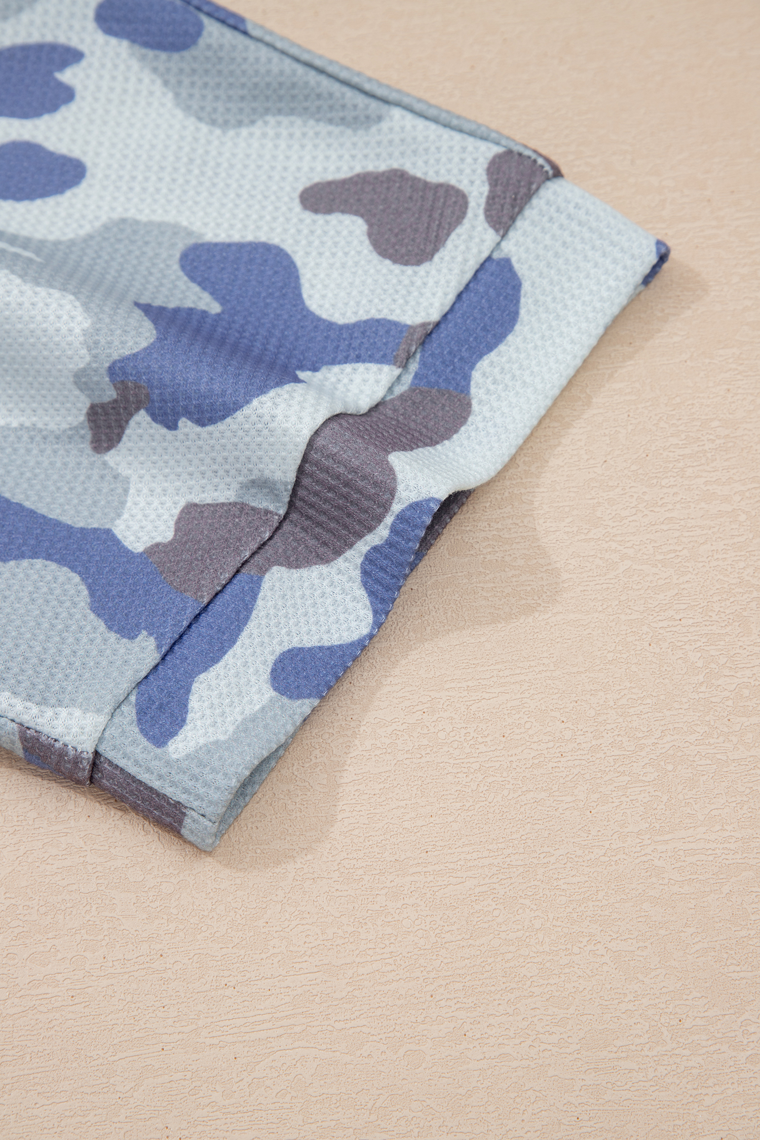 Plus Size Gray  Camouflage Print Textured Casual Tee