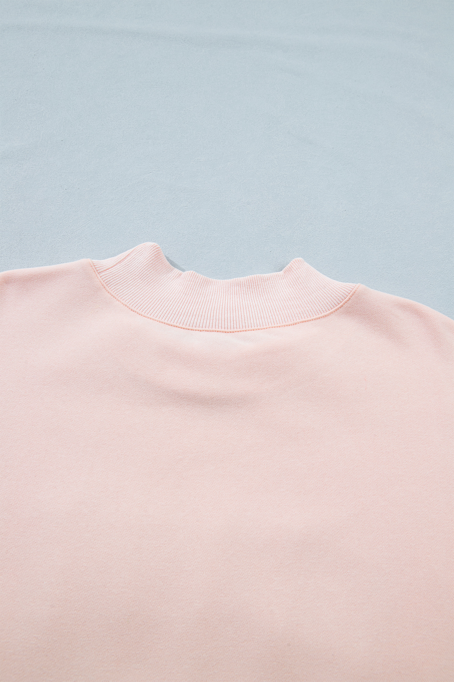 Plus Size Light Pink BLESSED Embroidered Trim Patch Graphic  Mock Neck Sweatshirt