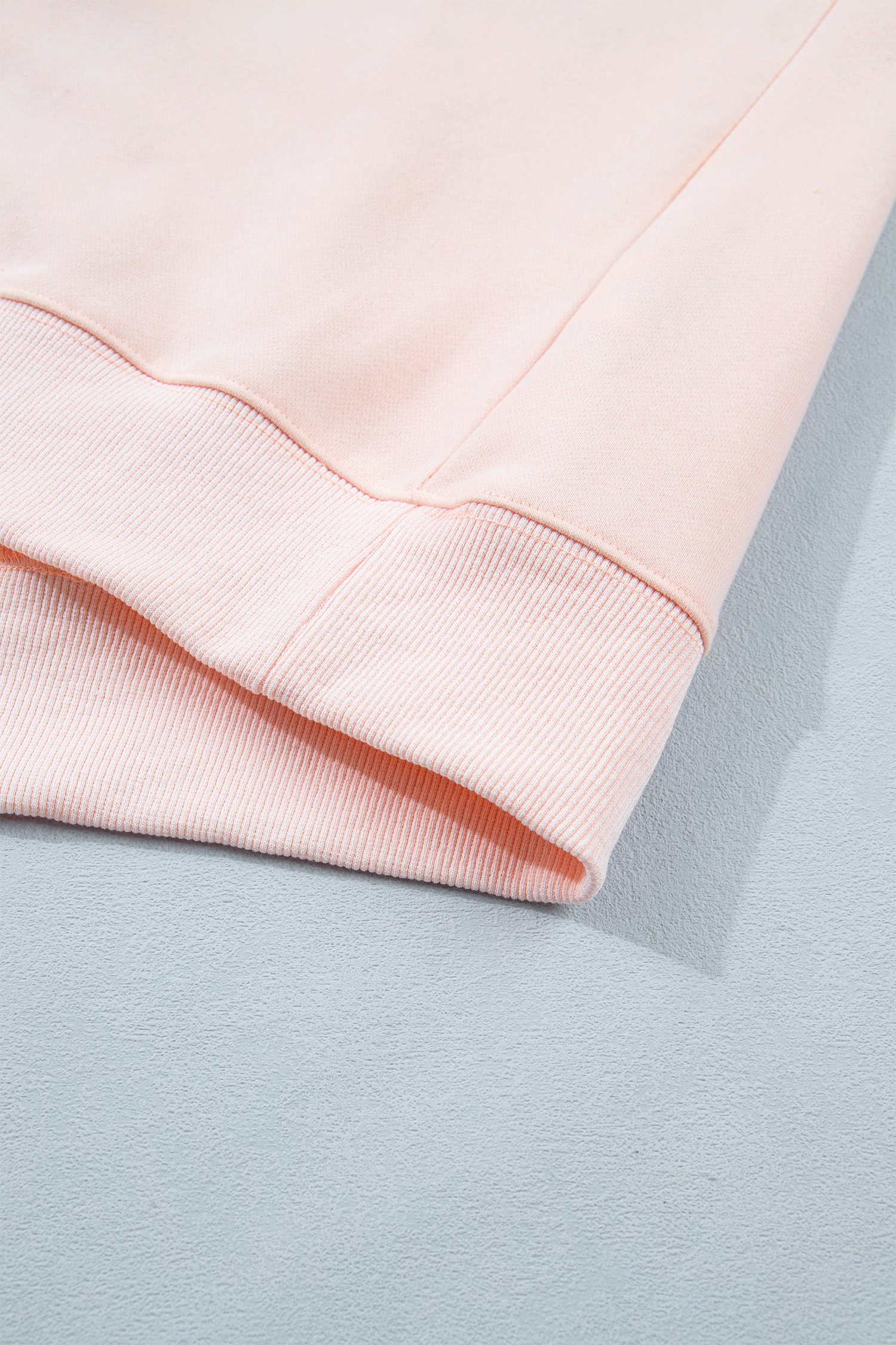 Plus Size Light Pink BLESSED Embroidered Trim Patch Graphic  Mock Neck Sweatshirt