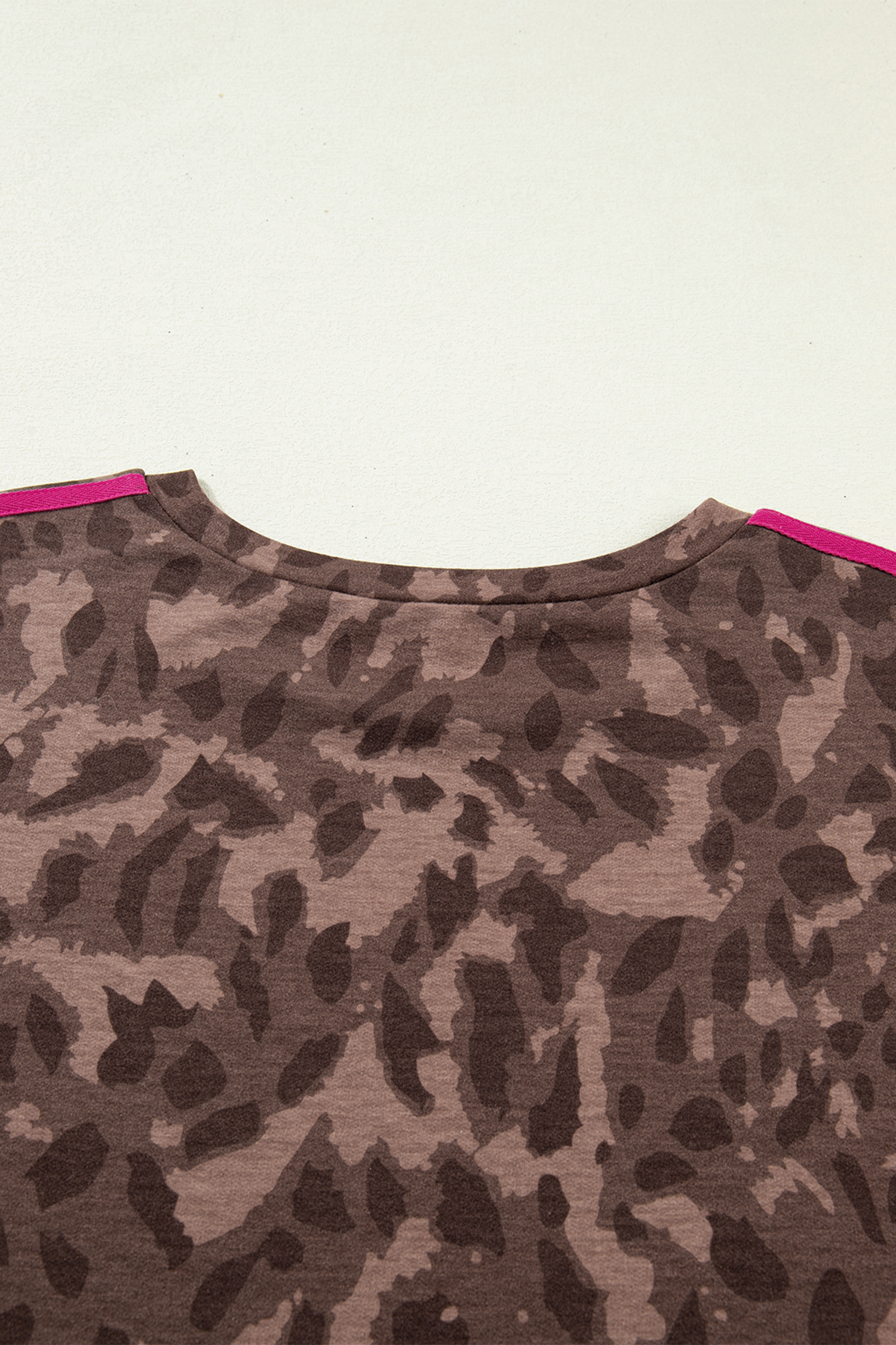 Plus Size Brown Retro Leopard Print Contrast Varsity Stripe Trim  2pcs Short Set