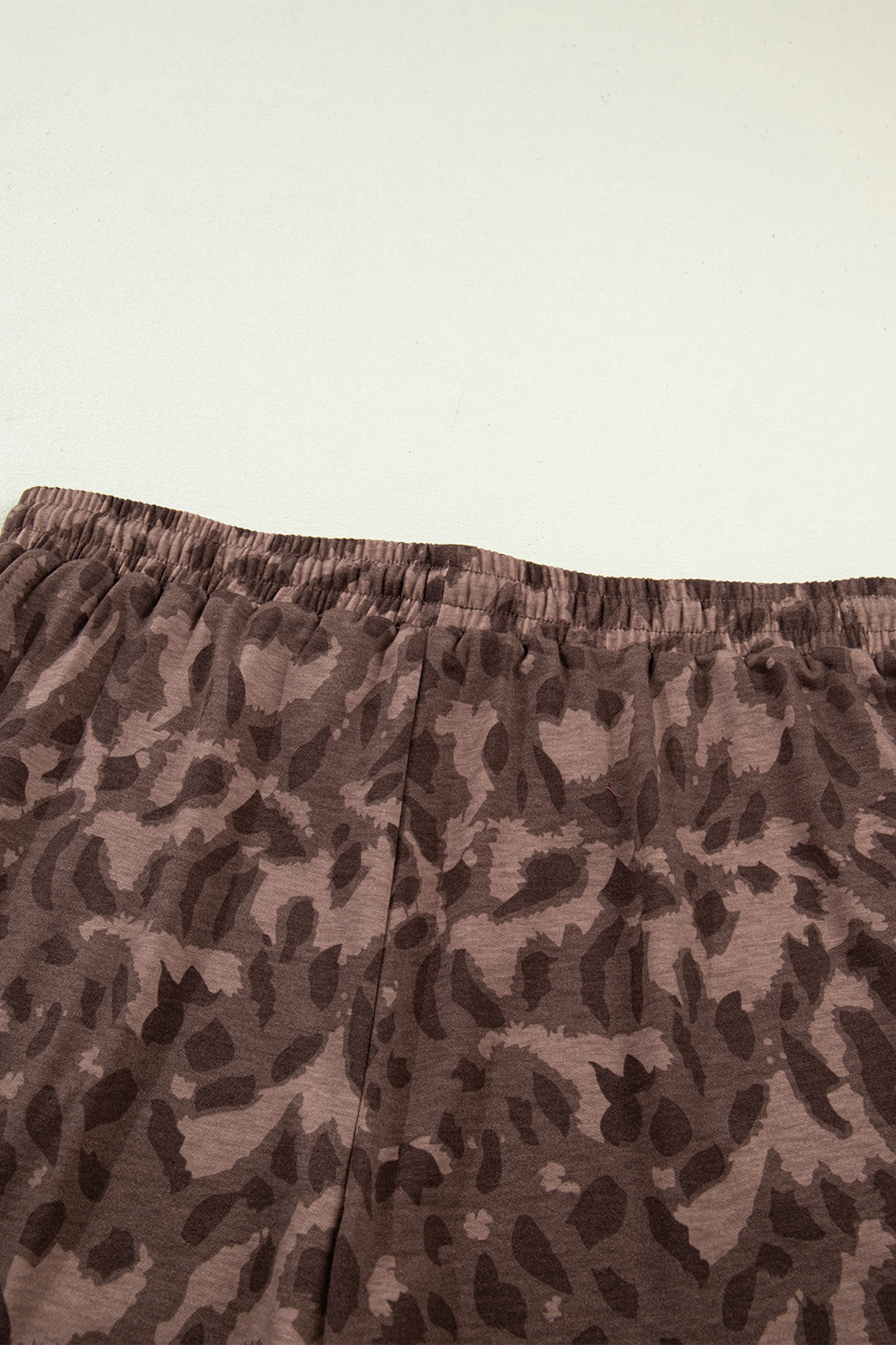 Plus Size Brown Retro Leopard Print Contrast Varsity Stripe Trim  2pcs Short Set