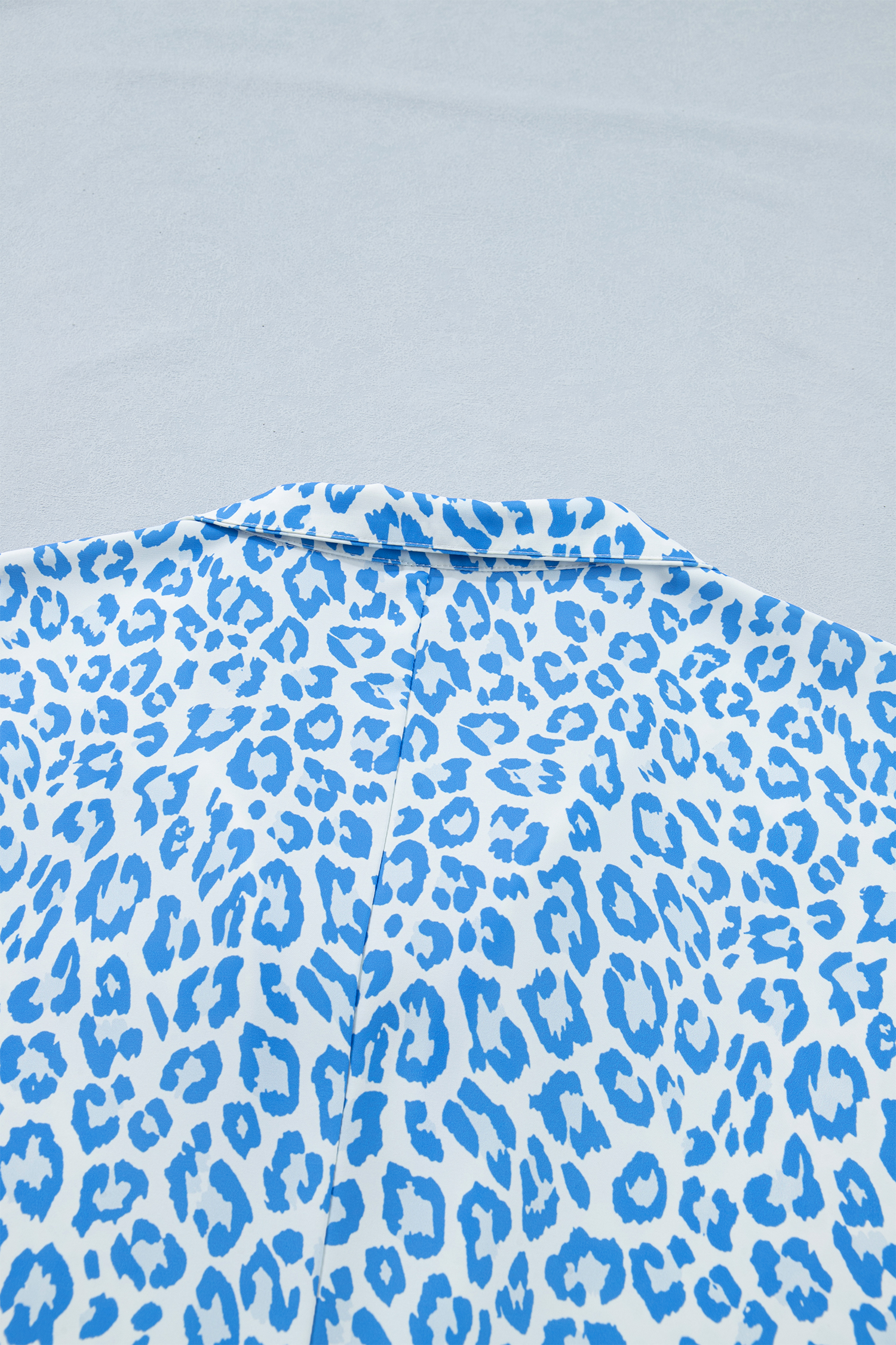 Plus Size Sky Blue Striped V Neckline Half Sleeve  Leopard Blouse