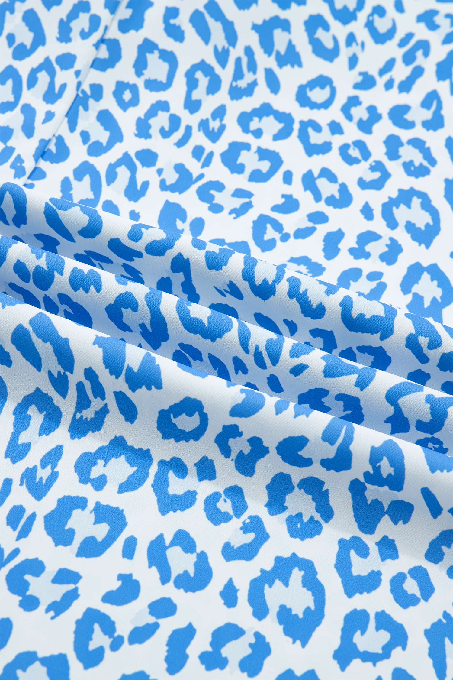 Plus Size Sky Blue Striped V Neckline Half Sleeve  Leopard Blouse