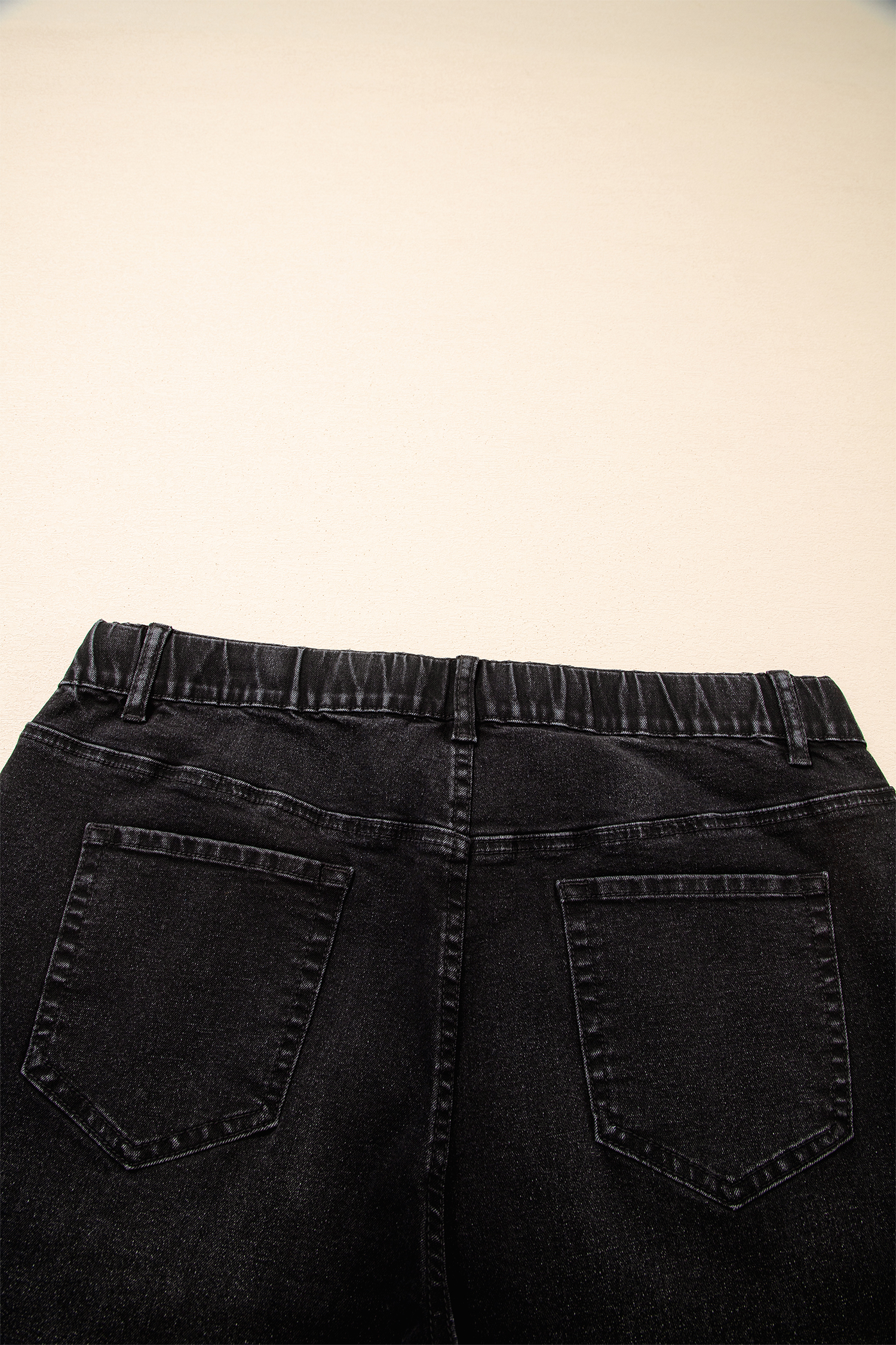 Plus Size Black Acid Wash Contrast Lace-up  Jeans