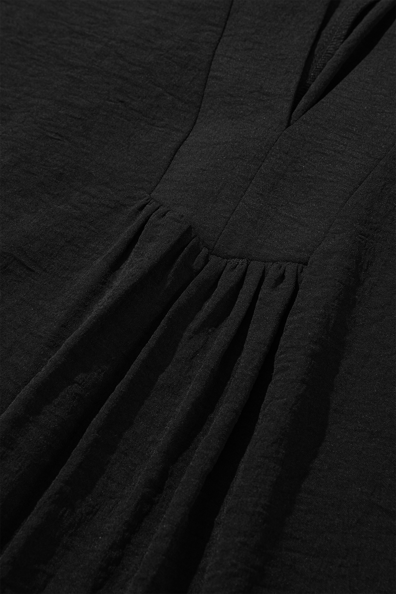 Plus Size Black  Solid Color Notched Neck Short Sleeve Loose Dress