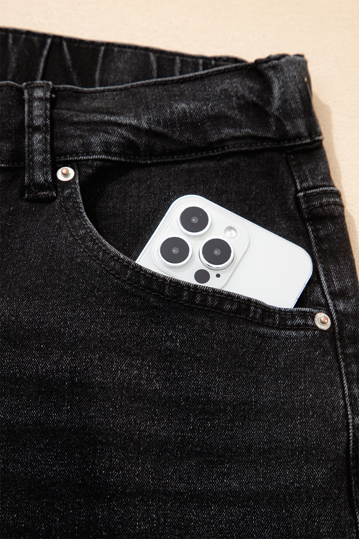 Plus Size Black Acid Wash Contrast Lace-up  Jeans