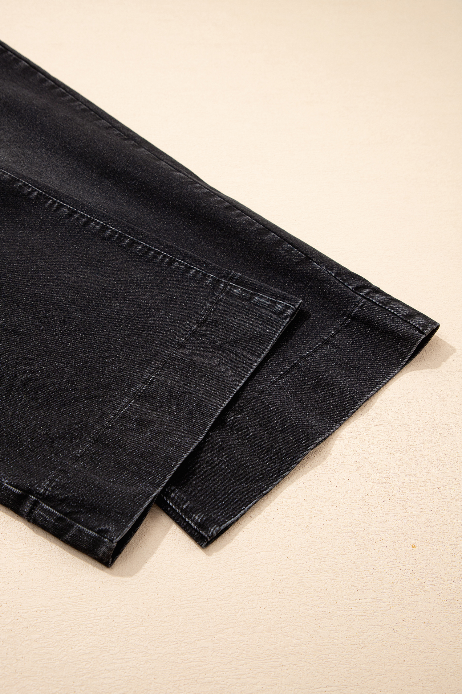 Plus Size Black Acid Wash Contrast Lace-up  Jeans