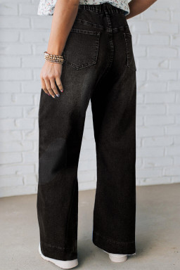 Plus Size Black Acid Wash Contrast Lace-up  Jeans