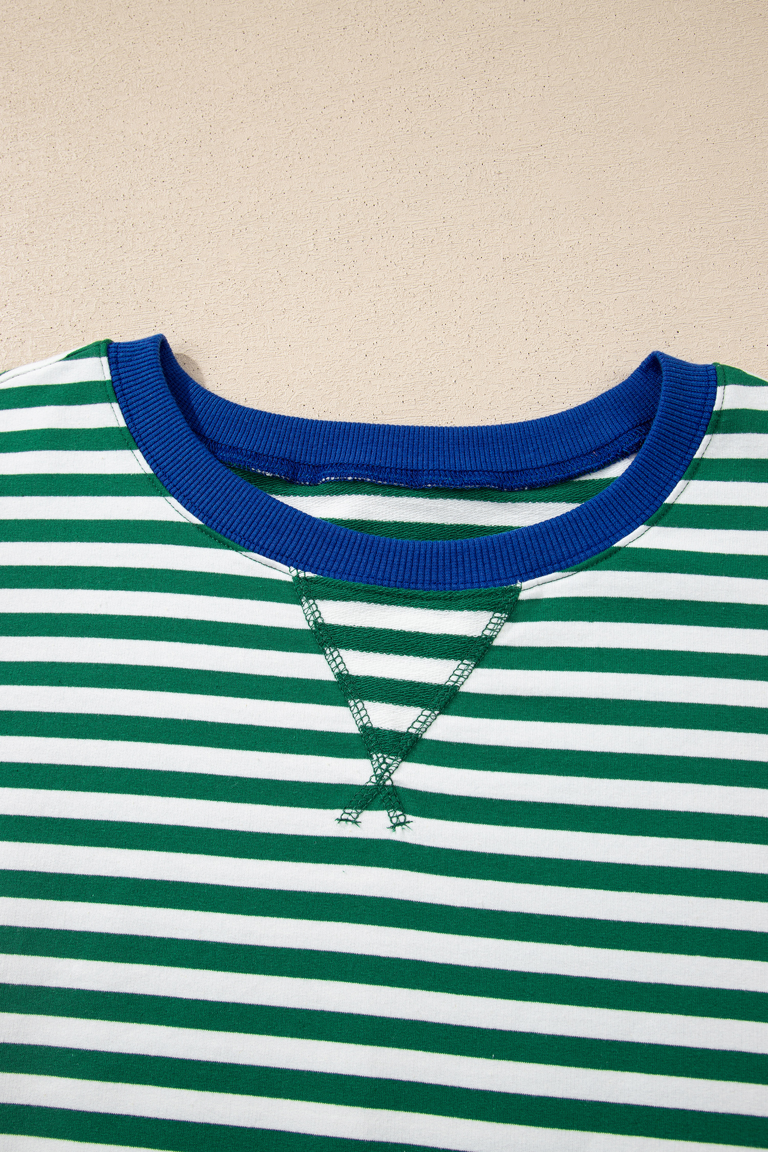 Plus Size Green Stripe Boxy Tee Drawstring Elastic Waist  Short Set