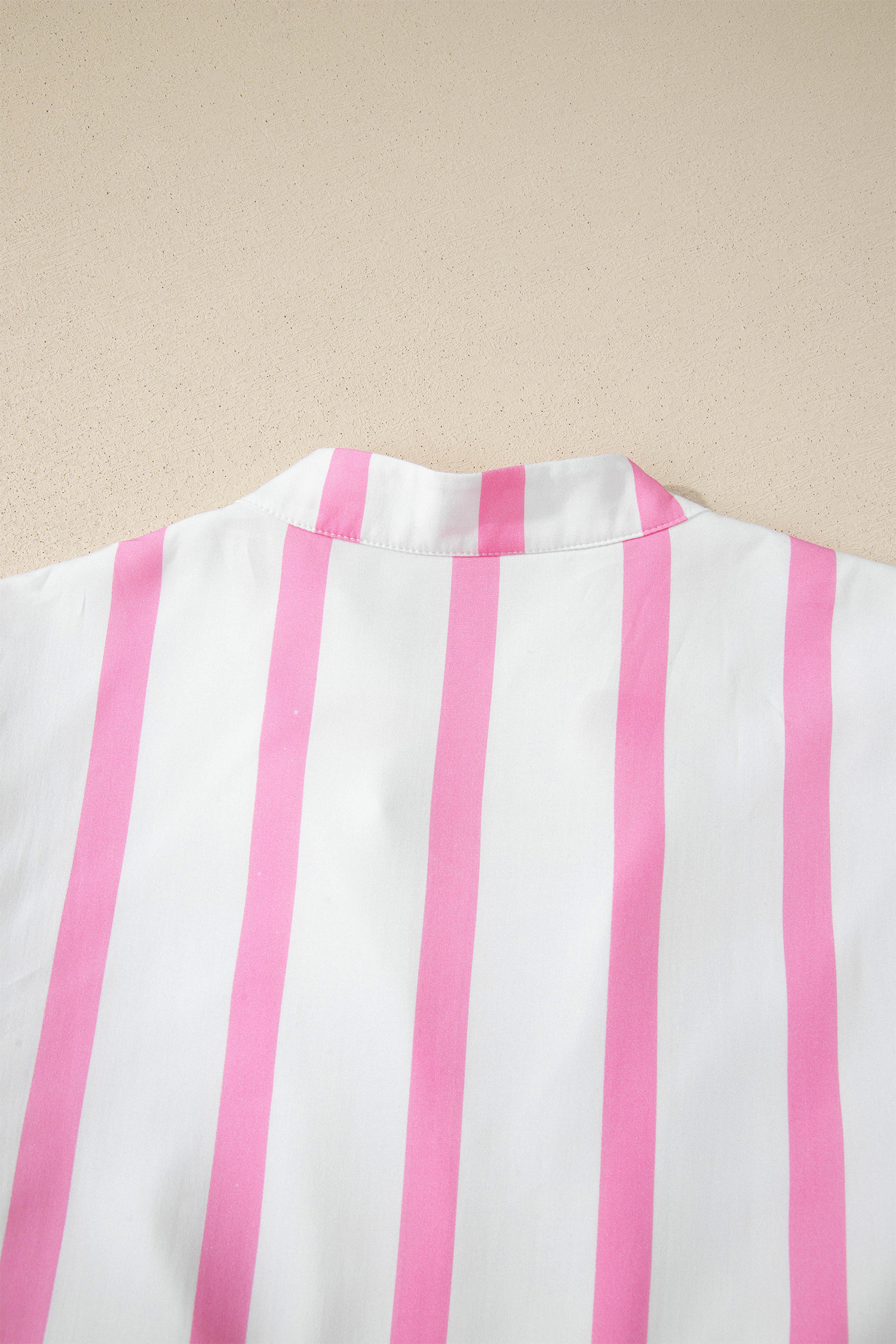 Plus Size Pink Stripe  V Neck Short Puff Sleeve Tiered Maxi Dress