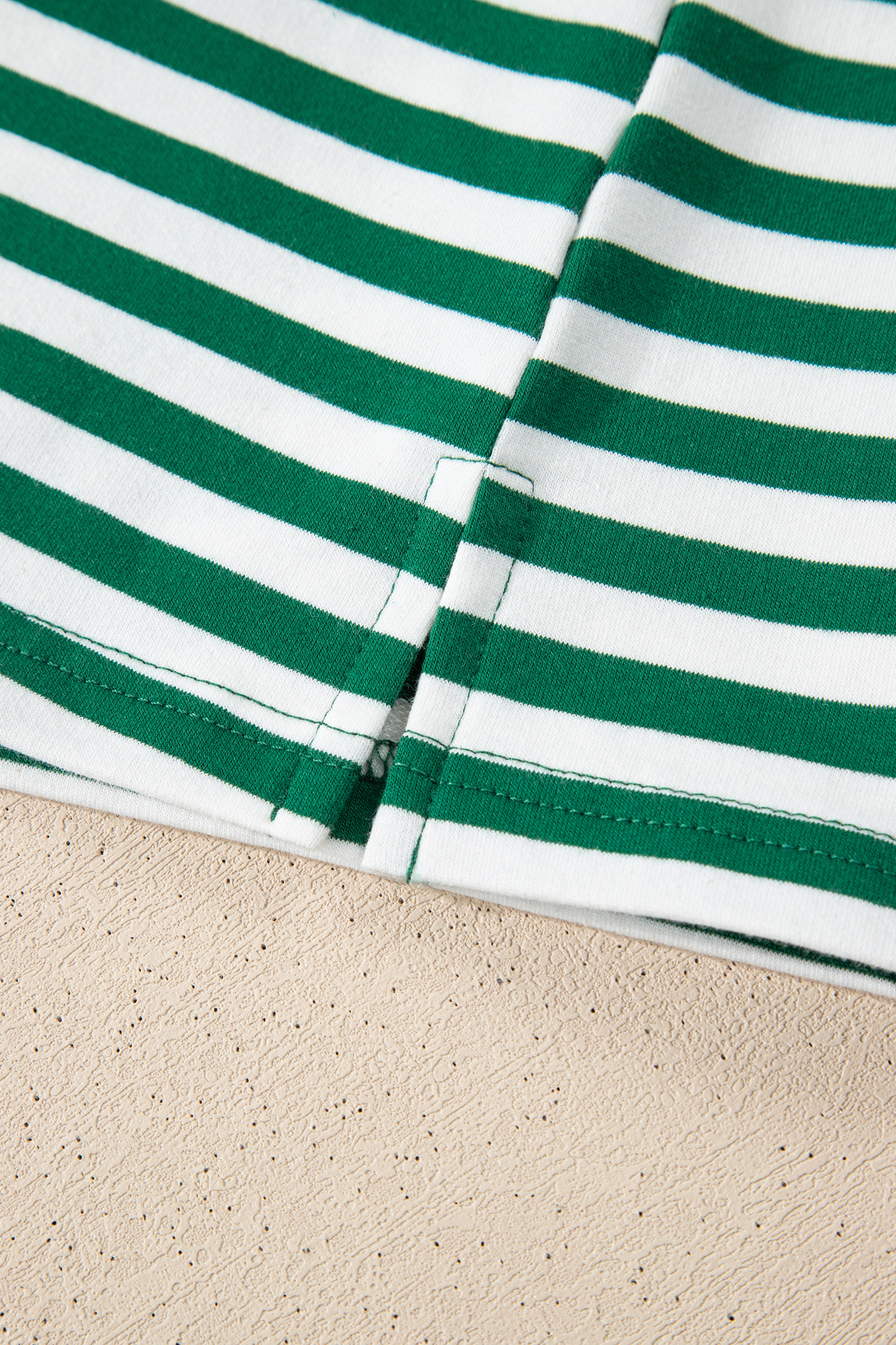 Plus Size Green Stripe Boxy Tee Drawstring Elastic Waist  Short Set