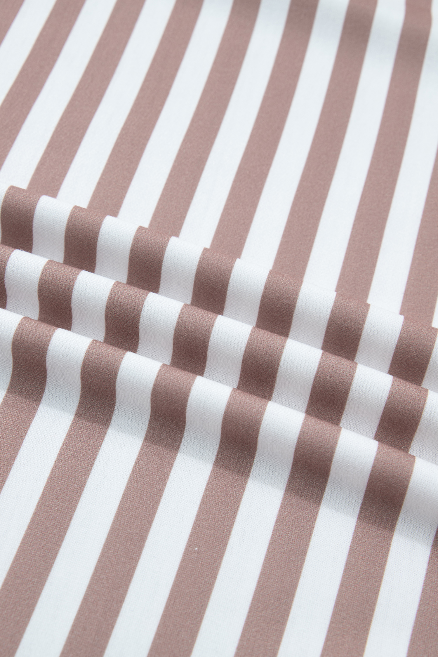 Orange Stripe Ribbed Trim Round Neck Short Puff Sleeve Plus T Shirt