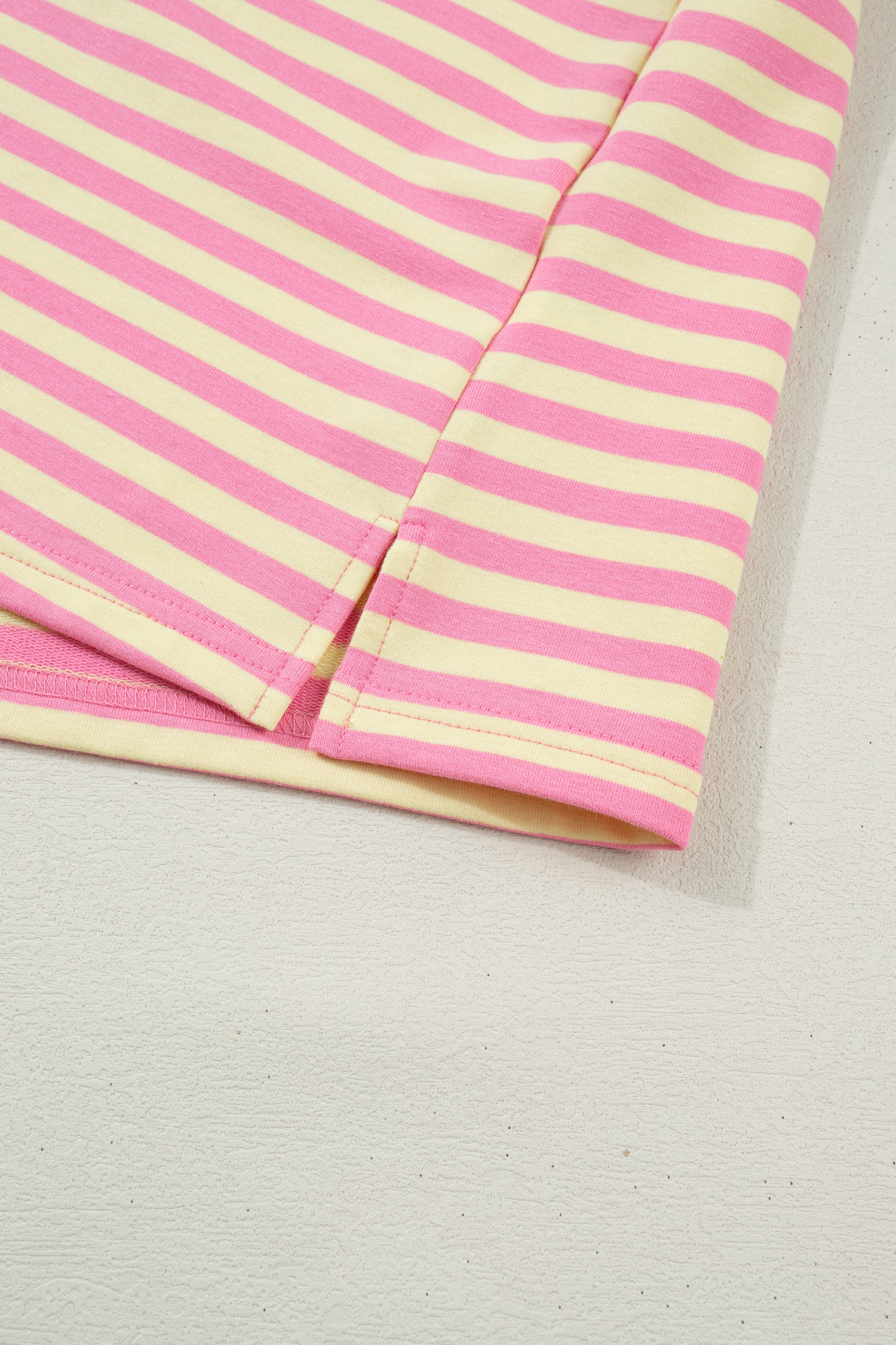 Plus Size Rose Stripe Boxy Tee Drawstring Elastic Waist  Short Set