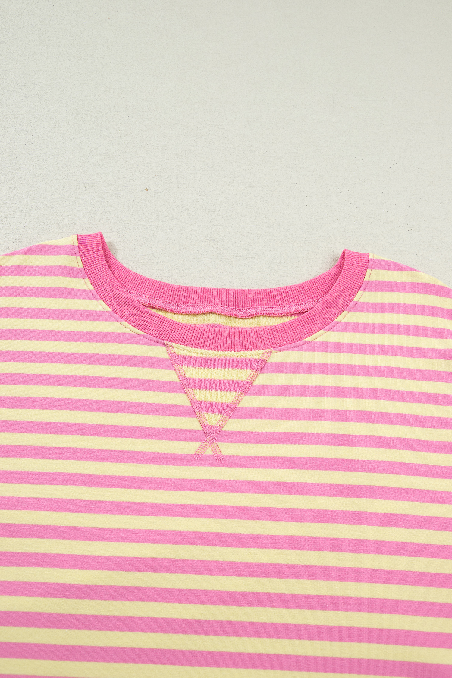 Plus Size Rose Stripe Boxy Tee Drawstring Elastic Waist  Short Set