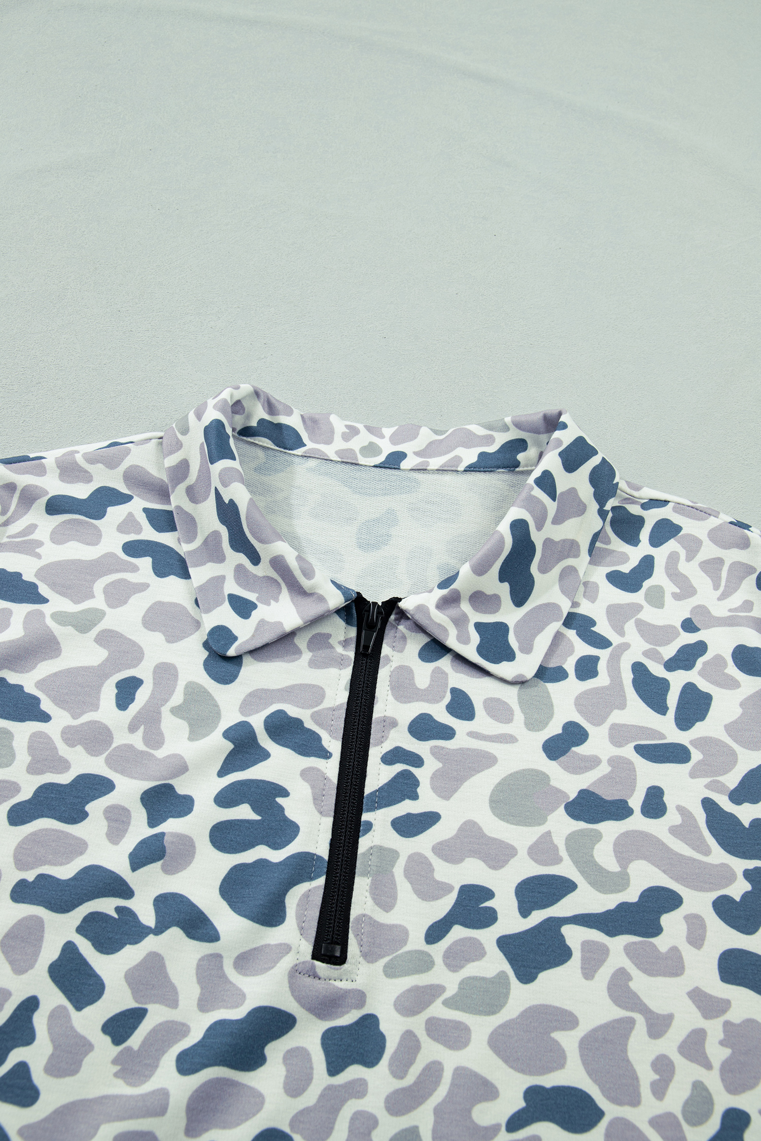 Plus Size Multicolour Zip up Tee and Short  Camo Set