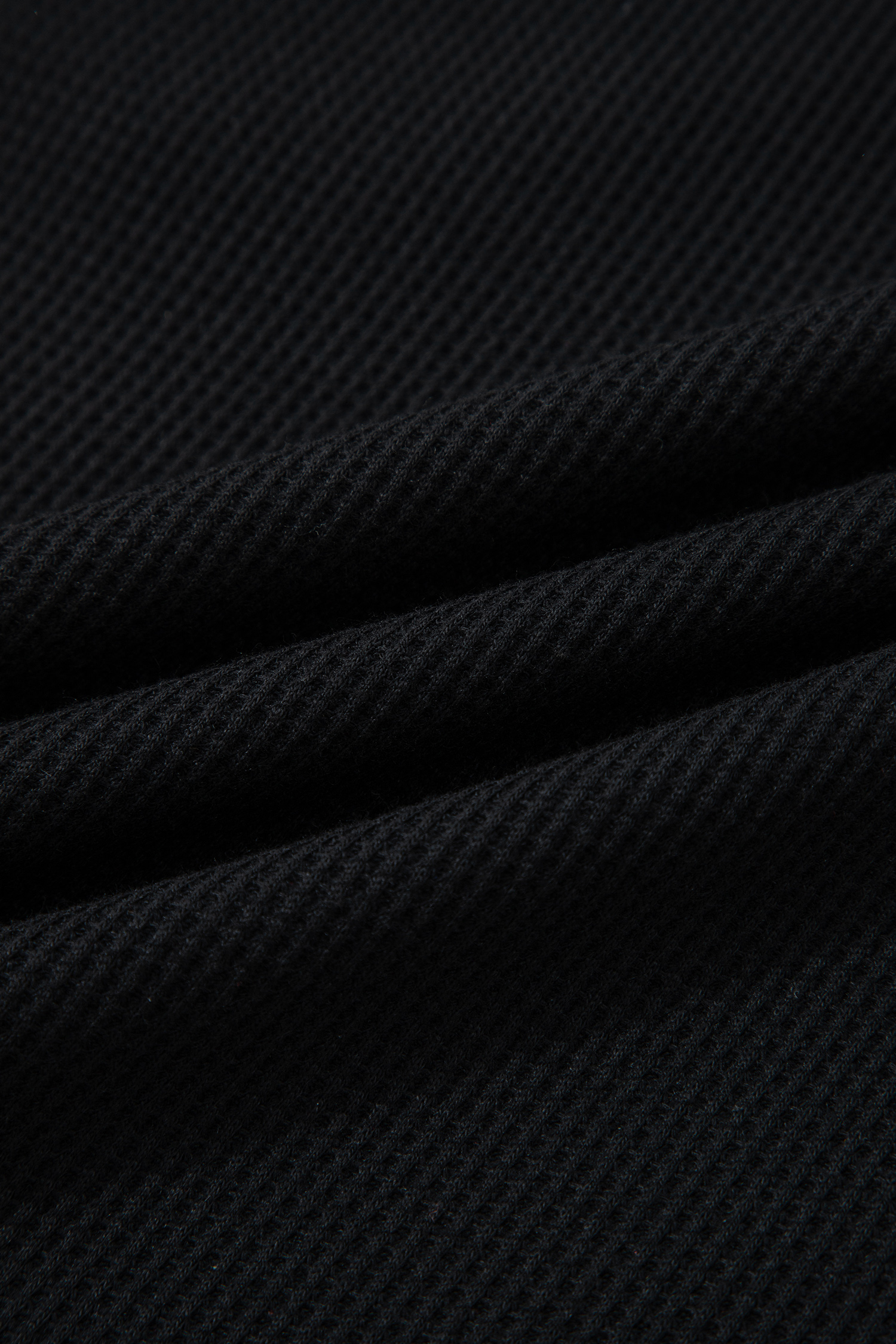 Plus Size Black  Textured Contrast Denim Patchwork Button Polo Tee