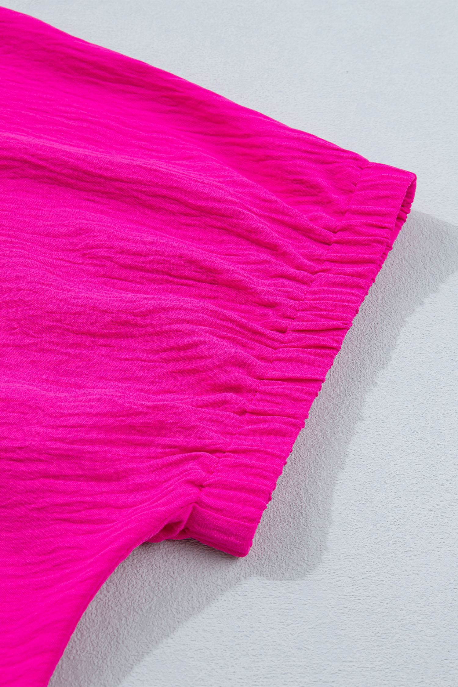 Plus Size Rose Red Leopard Accent Notched Neck  Short Sleeve Top