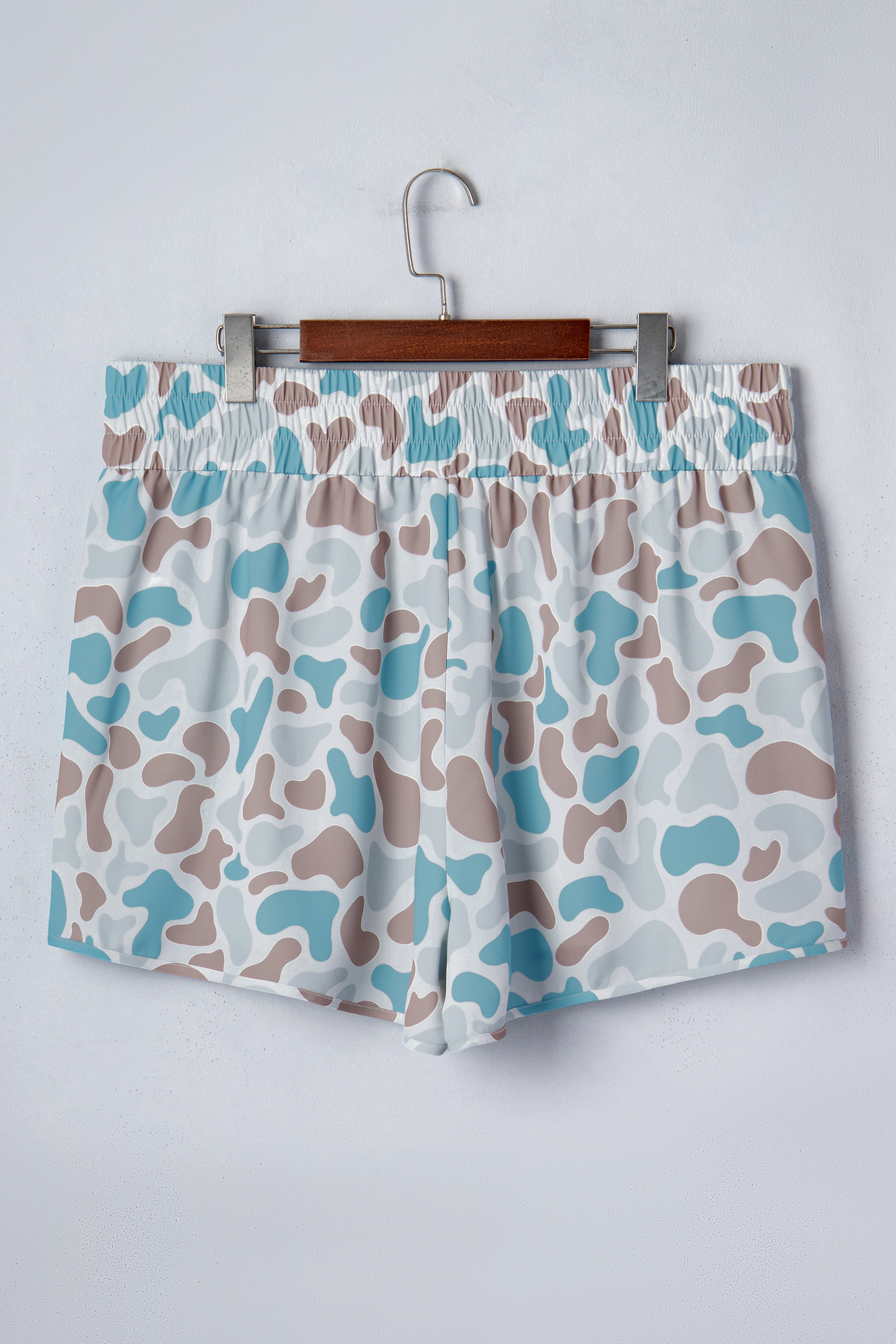 Plus Size Multicolour  Camouflage Elastic Waist Athleisure Shorts