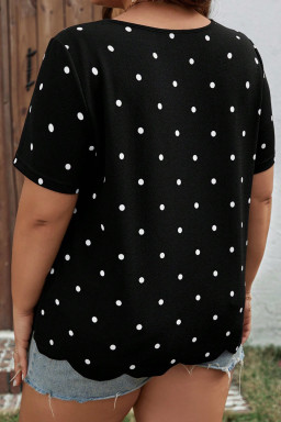 Plus Size Black  Dotted Casual T Shirt