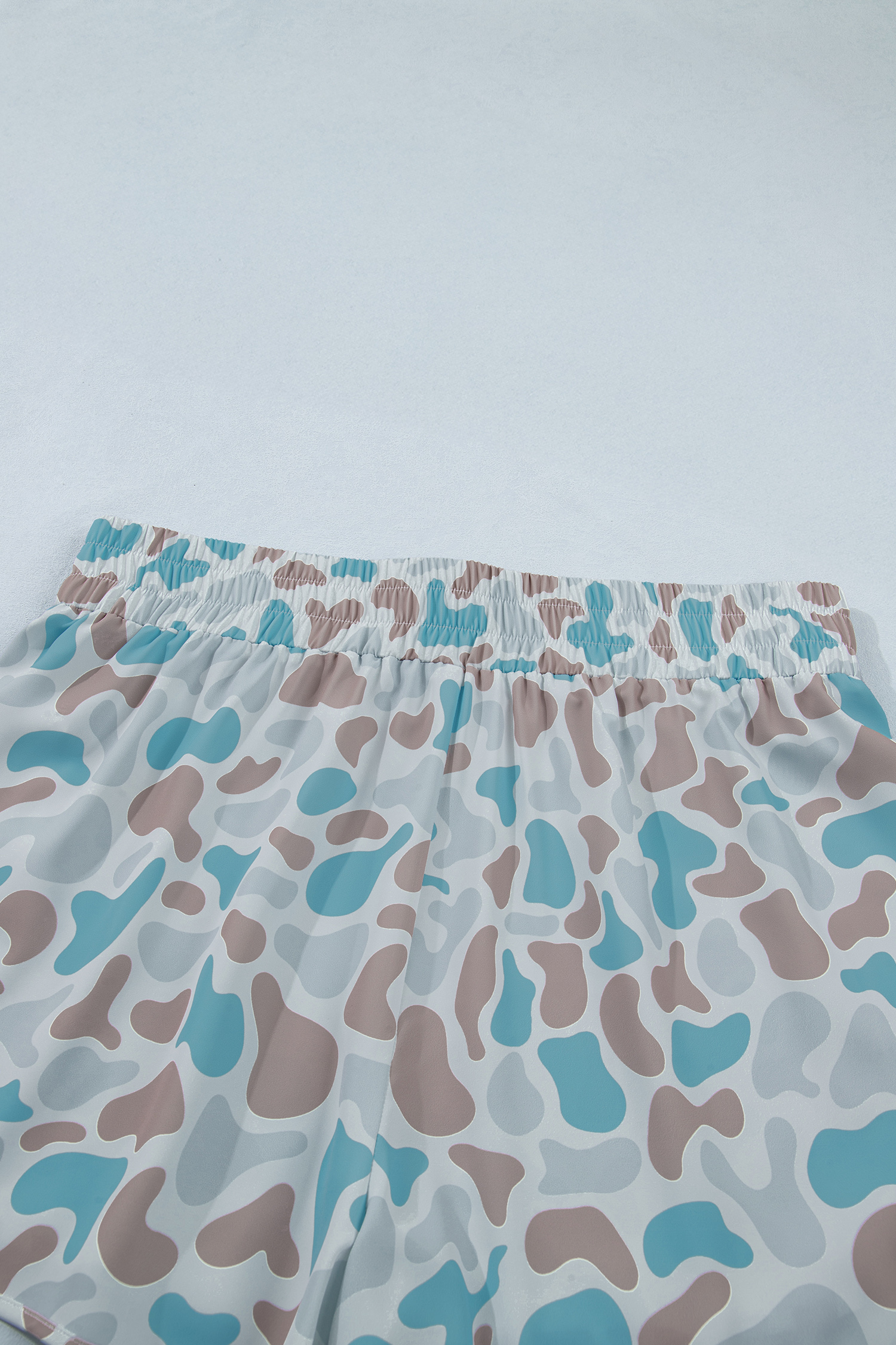 Plus Size Multicolour  Camouflage Elastic Waist Athleisure Shorts