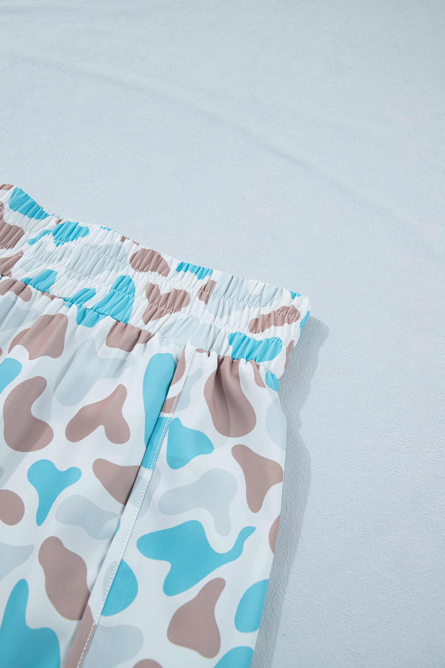 Plus Size Multicolour  Camouflage Elastic Waist Athleisure Shorts