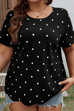 Plus Size Black  Dotted Casual T Shirt