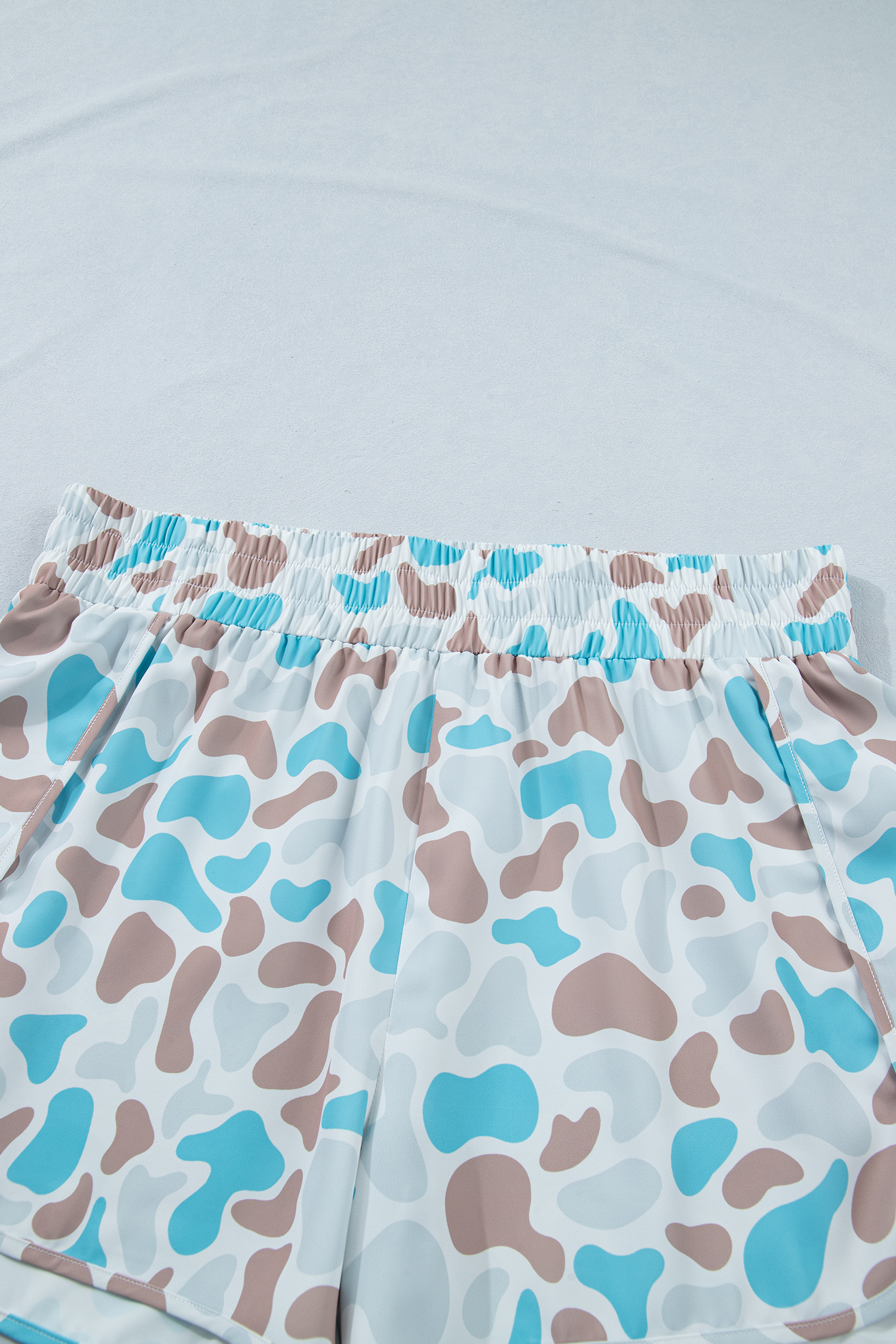 Plus Size Multicolour  Camouflage Elastic Waist Athleisure Shorts