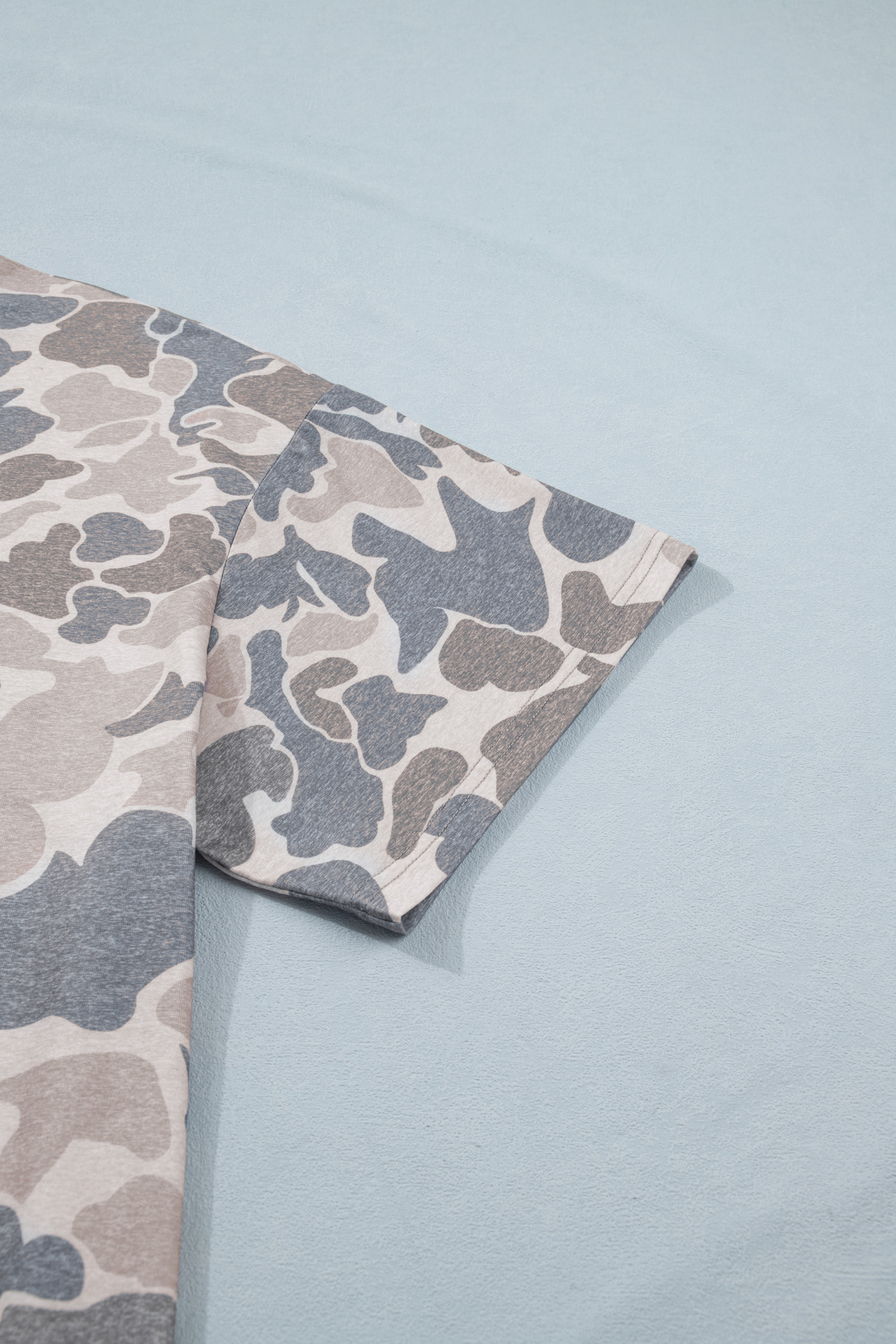 Plus Size Multicolour Retro Camouflage Print  T Shirt