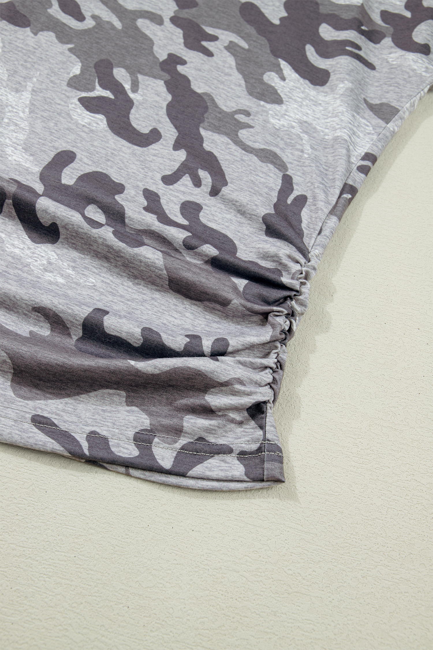 Plus Size Gray  Camo Print Casual T Shirt