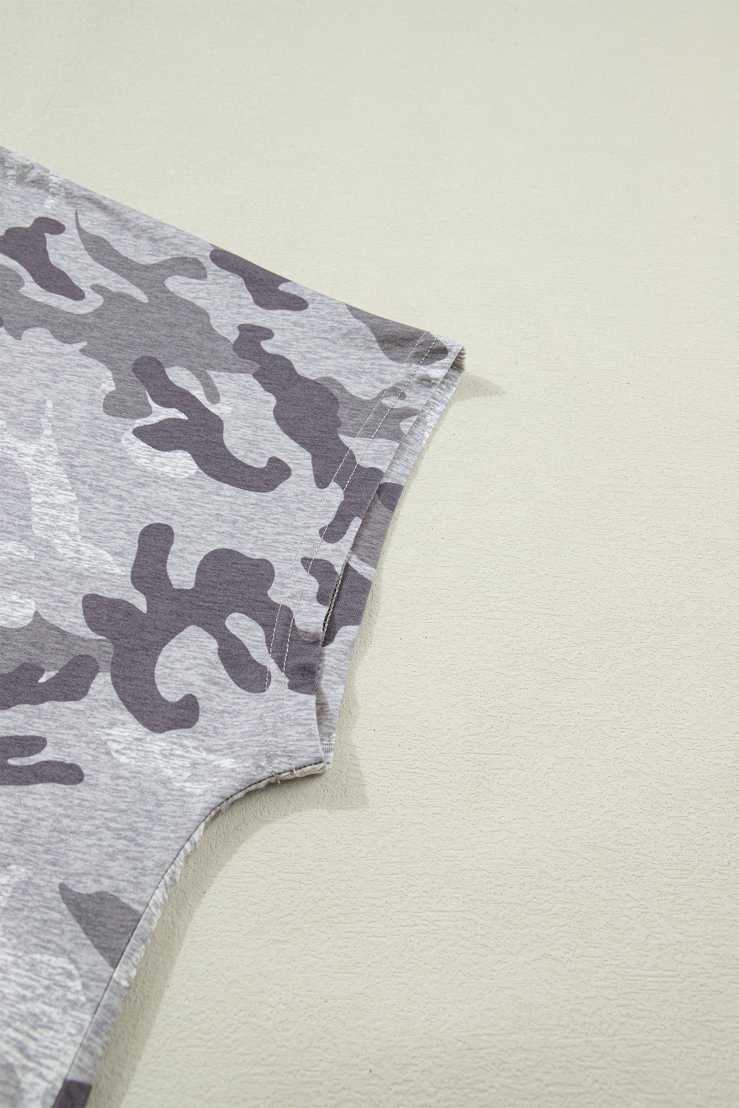 Plus Size Gray  Camo Print Casual T Shirt