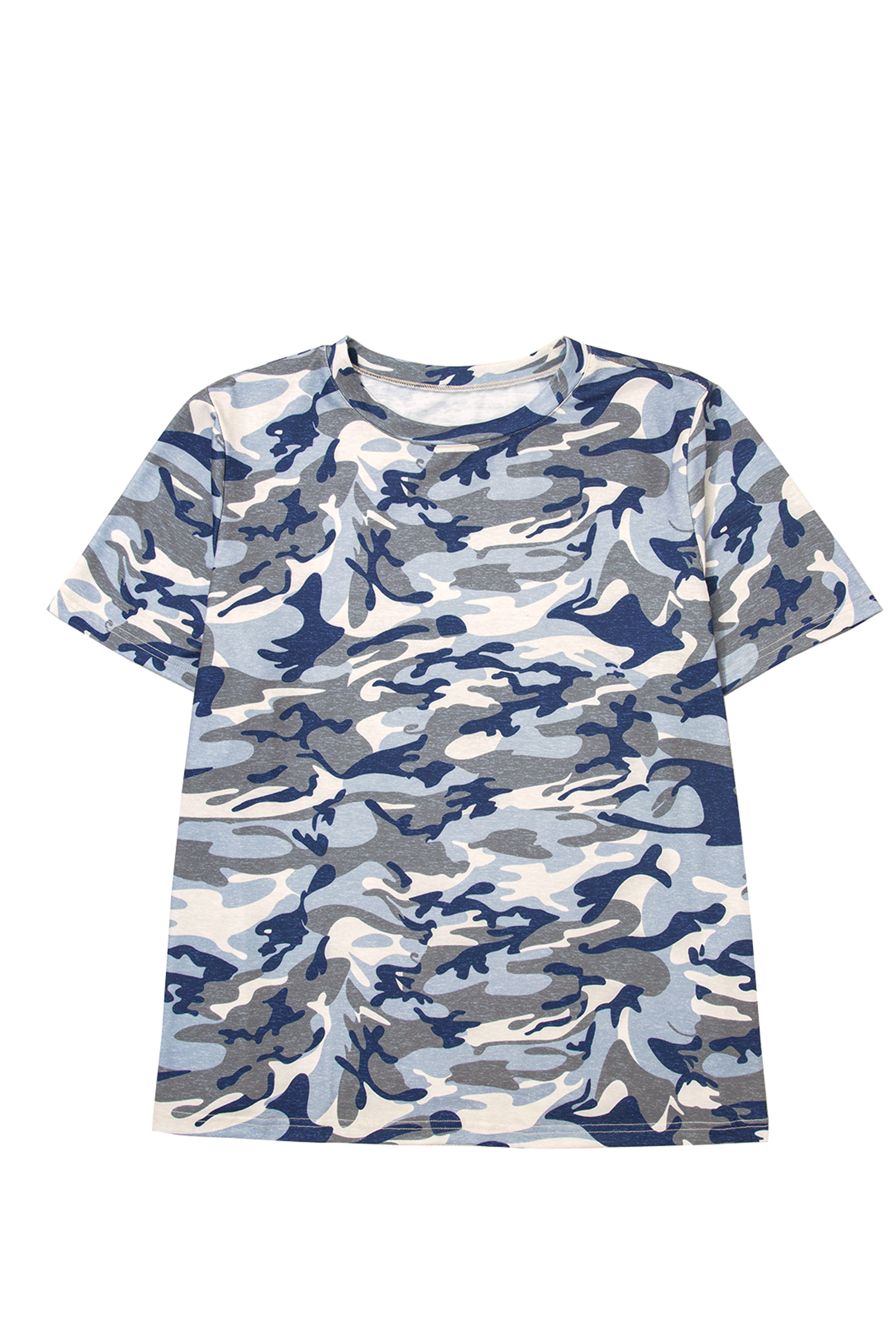 Plus Size Green  Camo Print Crew Neck Short Sleeve Tee