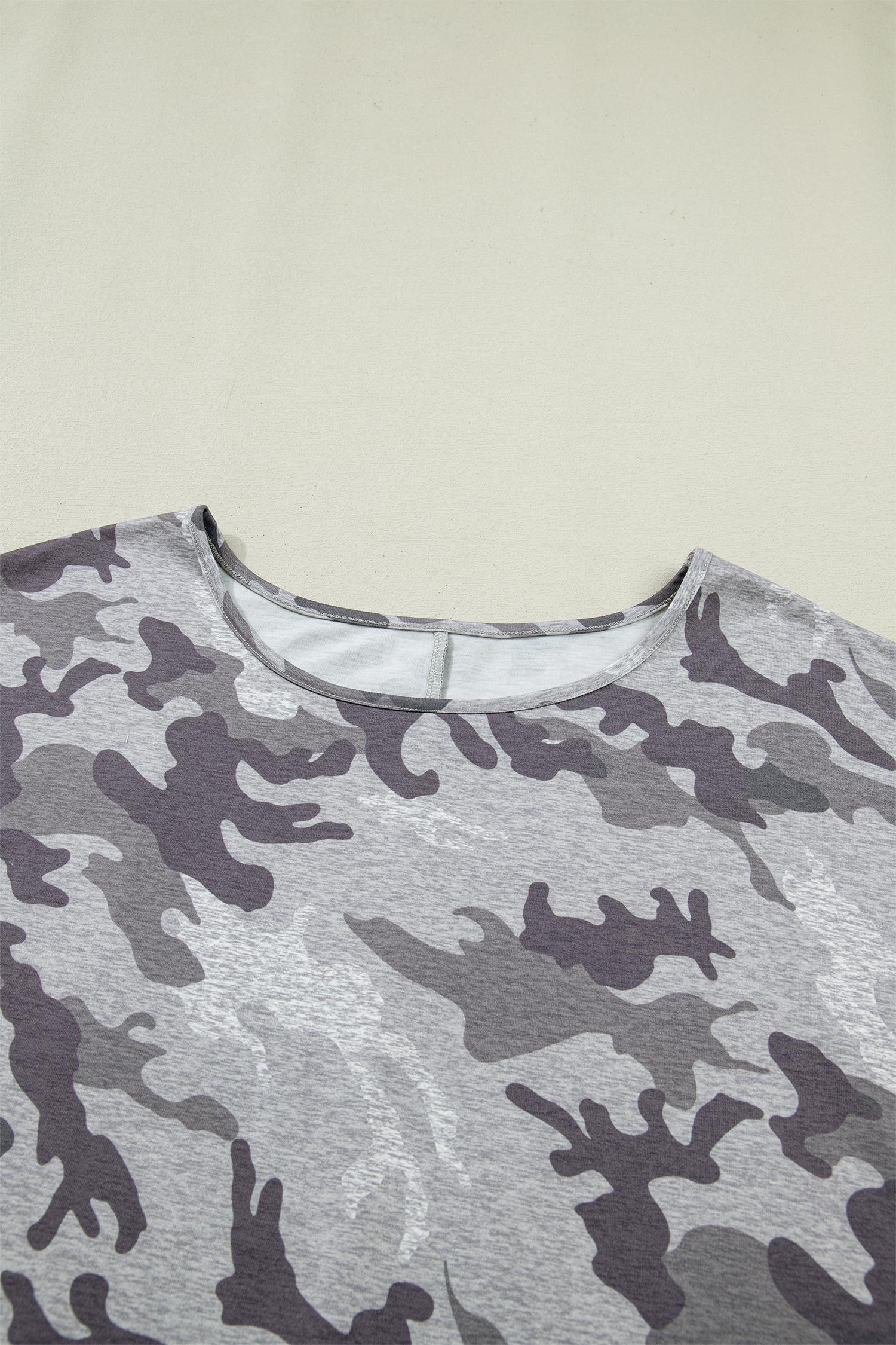 Plus Size Gray  Camo Print Casual T Shirt