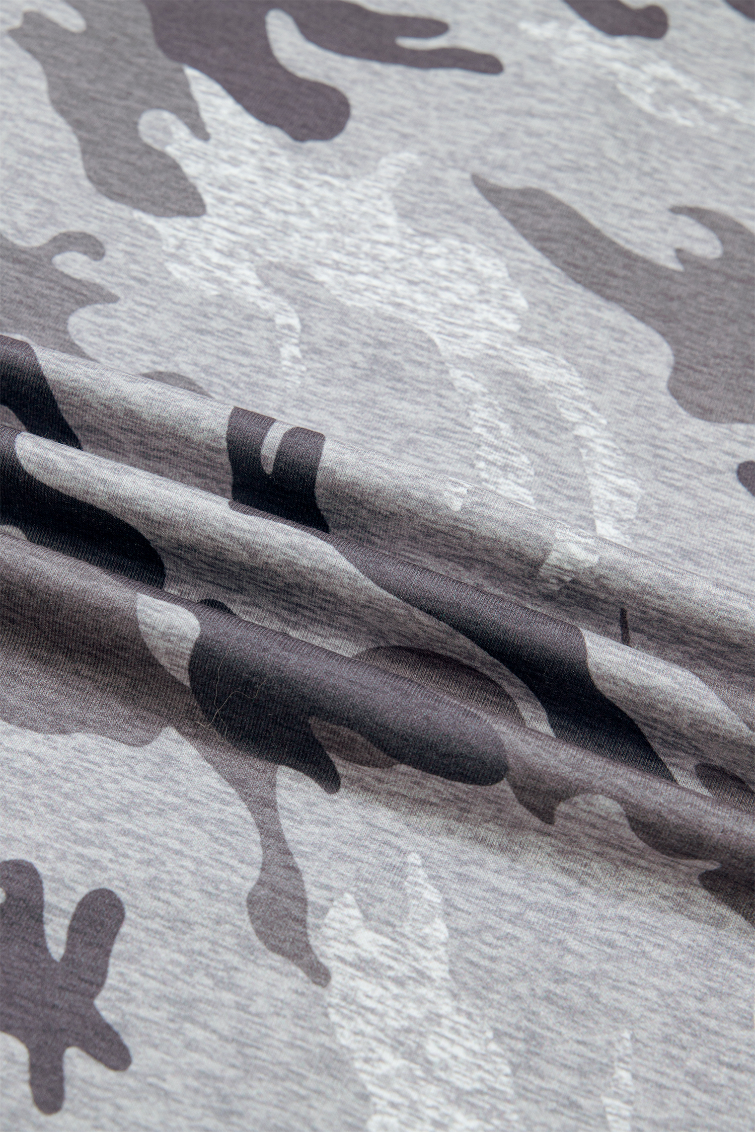 Plus Size Gray  Camo Print Casual T Shirt