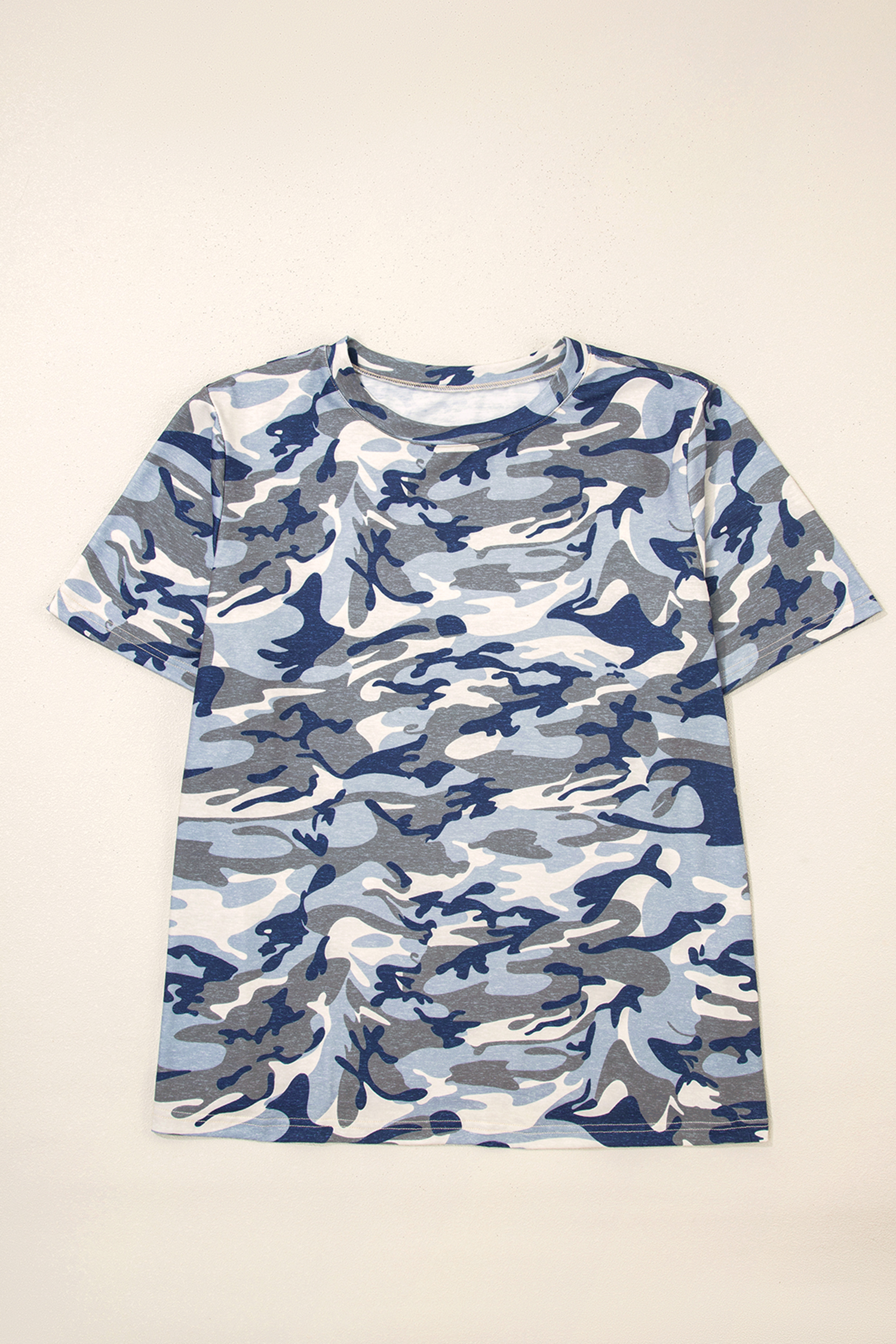 Plus Size Green  Camo Print Crew Neck Short Sleeve Tee