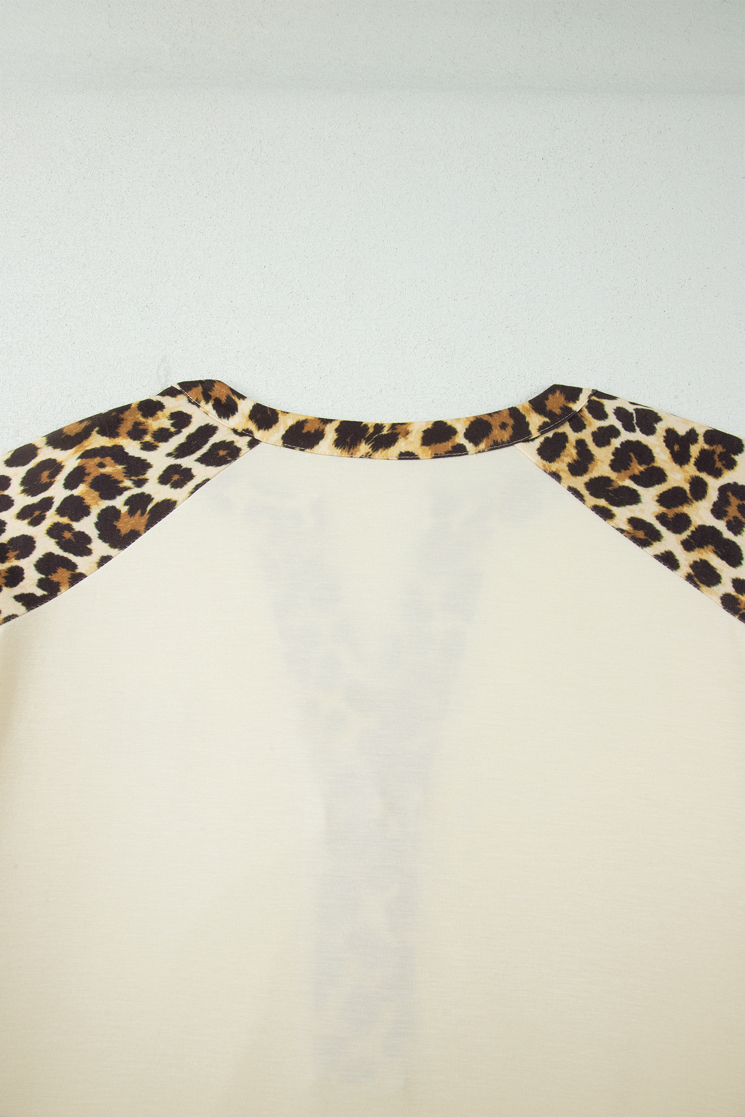 Plus Size Beige  Leopard Contrast Patchwork Polo Tee