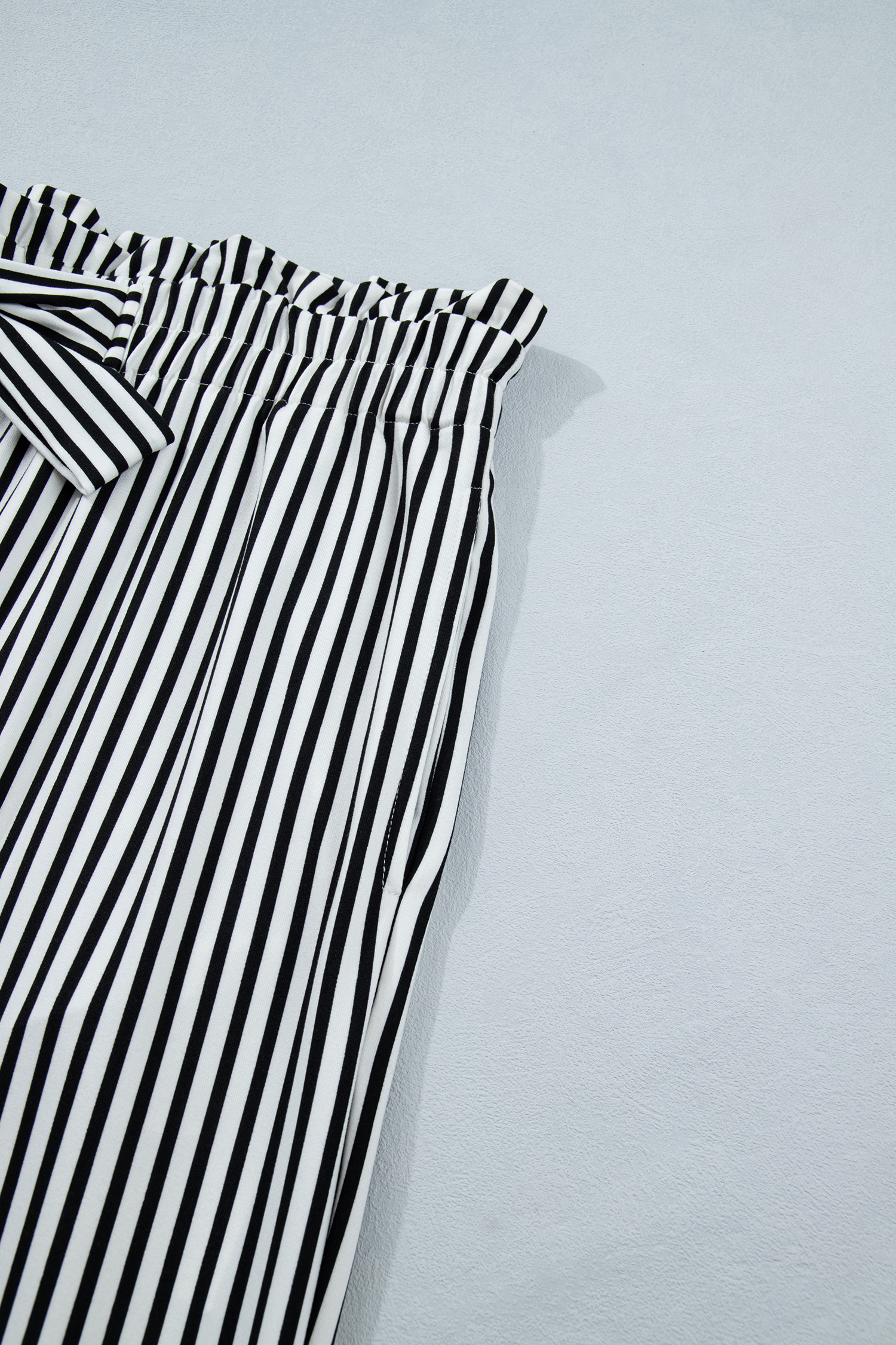 Plus Size Black Stripe  Loose Straight Casual Pants