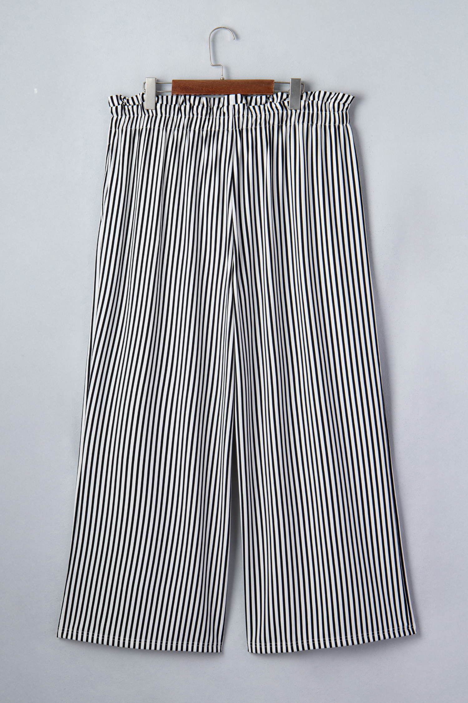 Plus Size Black Stripe  Loose Straight Casual Pants