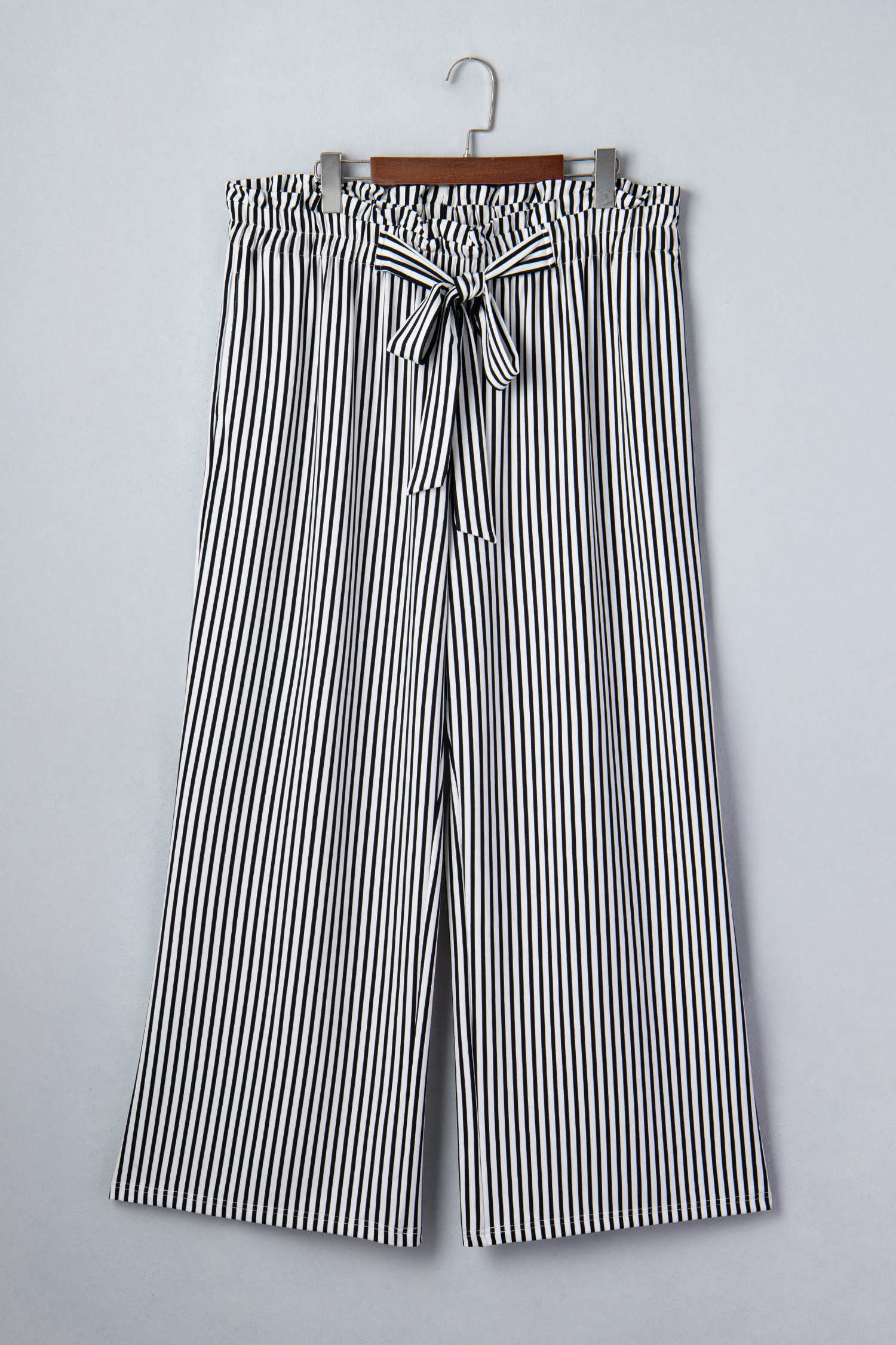 Plus Size Black Stripe  Loose Straight Casual Pants